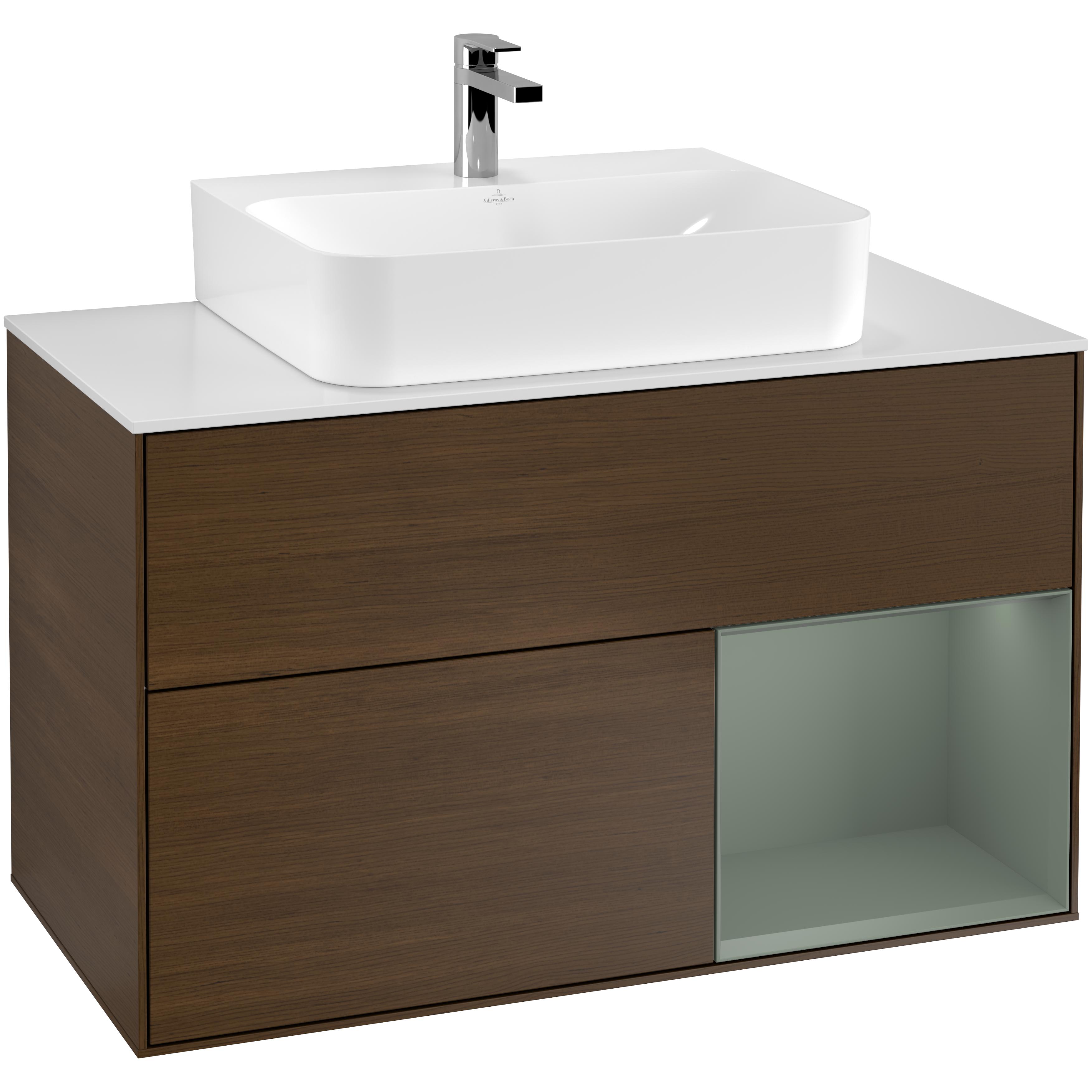 Tvättställsskåp Villeroy & Boch Finion med 2 Lådor Hylla och Bänkskiva för Centrerat Tvättställ | badrum - badrumsmobler - tvattstallsskap-och-kommod | KakelKungen