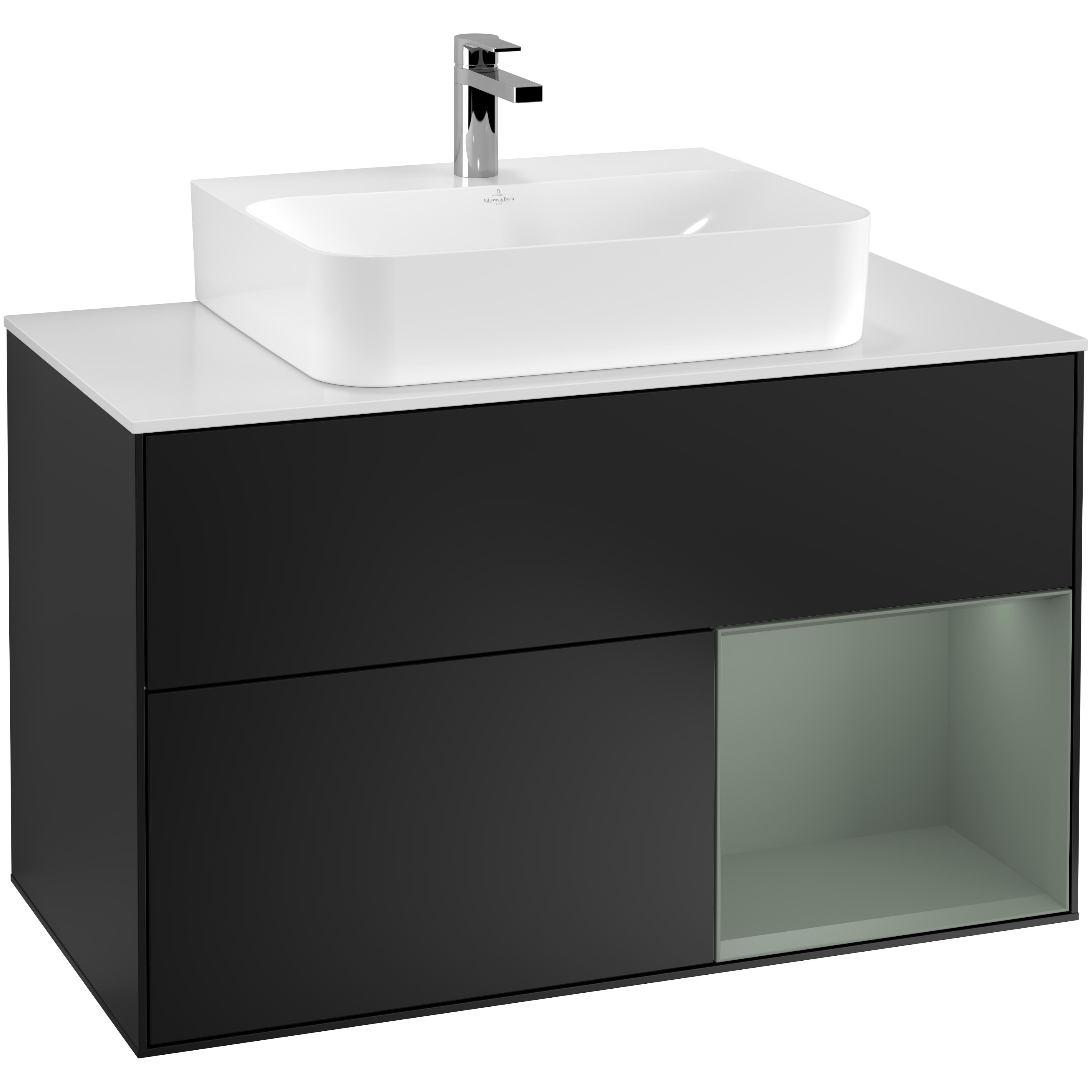 Tvättställsskåp Villeroy & Boch Finion med 2 Lådor Hylla och Bänkskiva för Centrerat Tvättställ | badrum - badrumsmobler - tvattstallsskap-och-kommod | KakelKungen