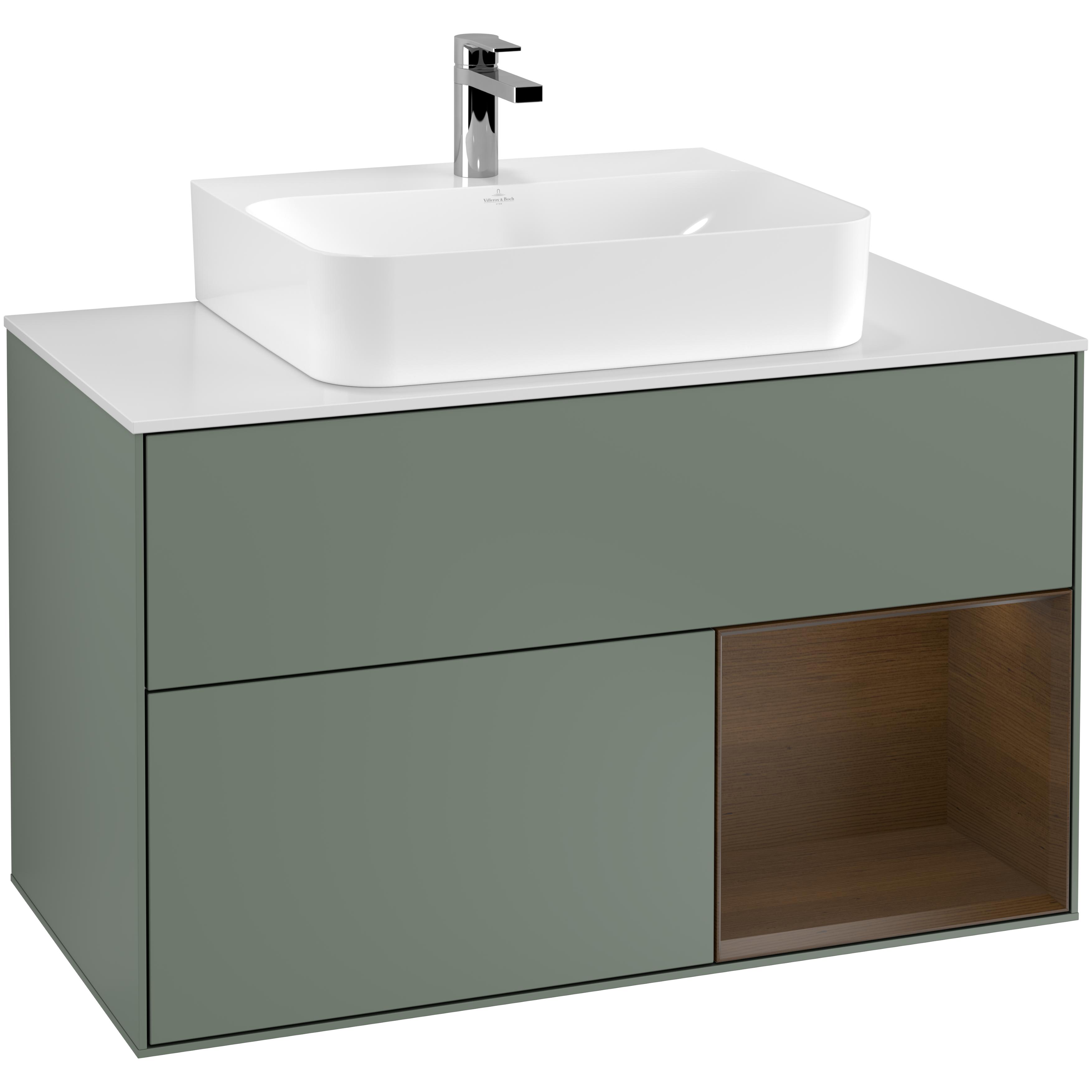 Tvättställsskåp Villeroy & Boch Finion med 2 Lådor Hylla och Bänkskiva för Centrerat Tvättställ | badrum - badrumsmobler - tvattstallsskap-och-kommod | KakelKungen