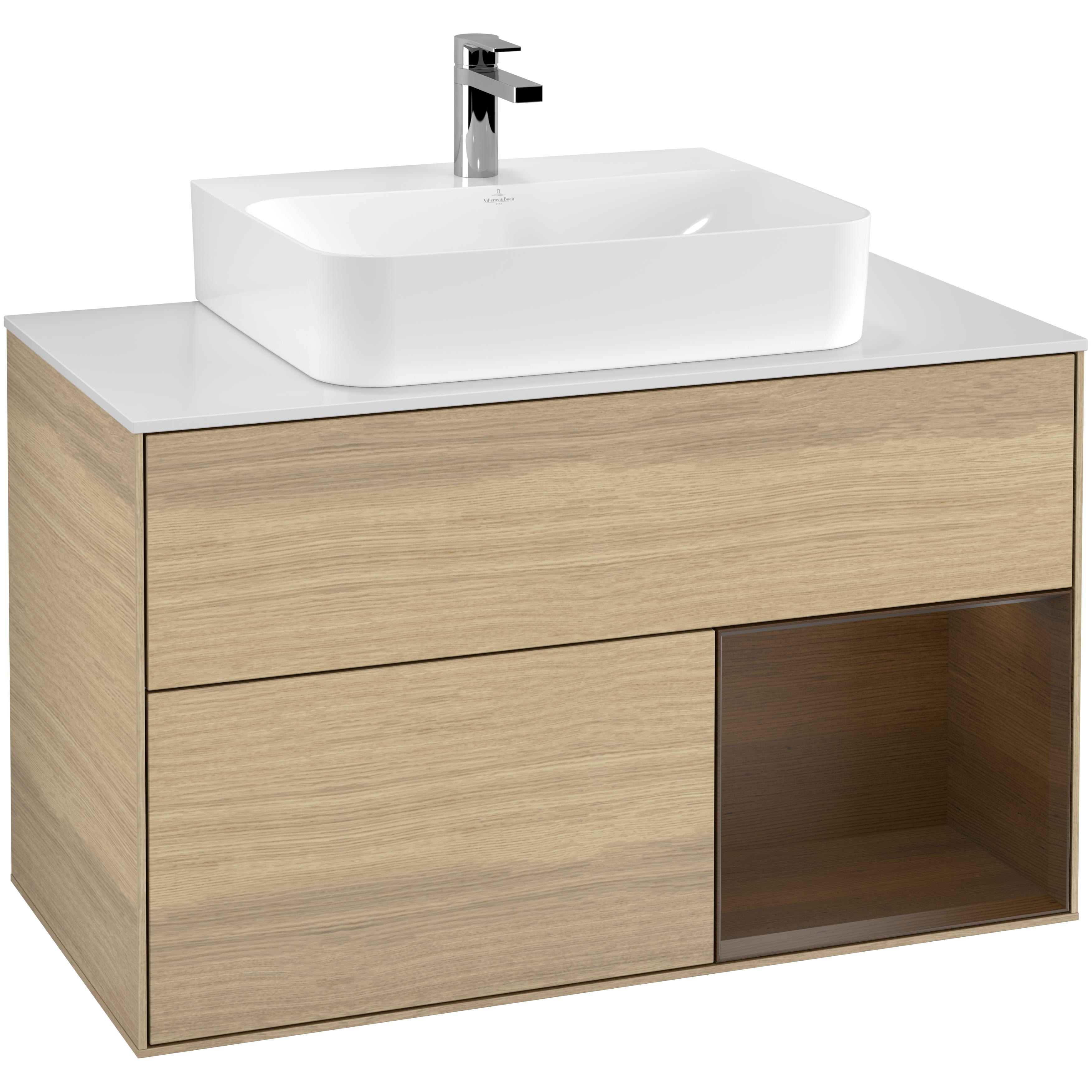 Tvättställsskåp Villeroy & Boch Finion med 2 Lådor Hylla och Bänkskiva för Centrerat Tvättställ | badrum - badrumsmobler - tvattstallsskap-och-kommod | KakelKungen