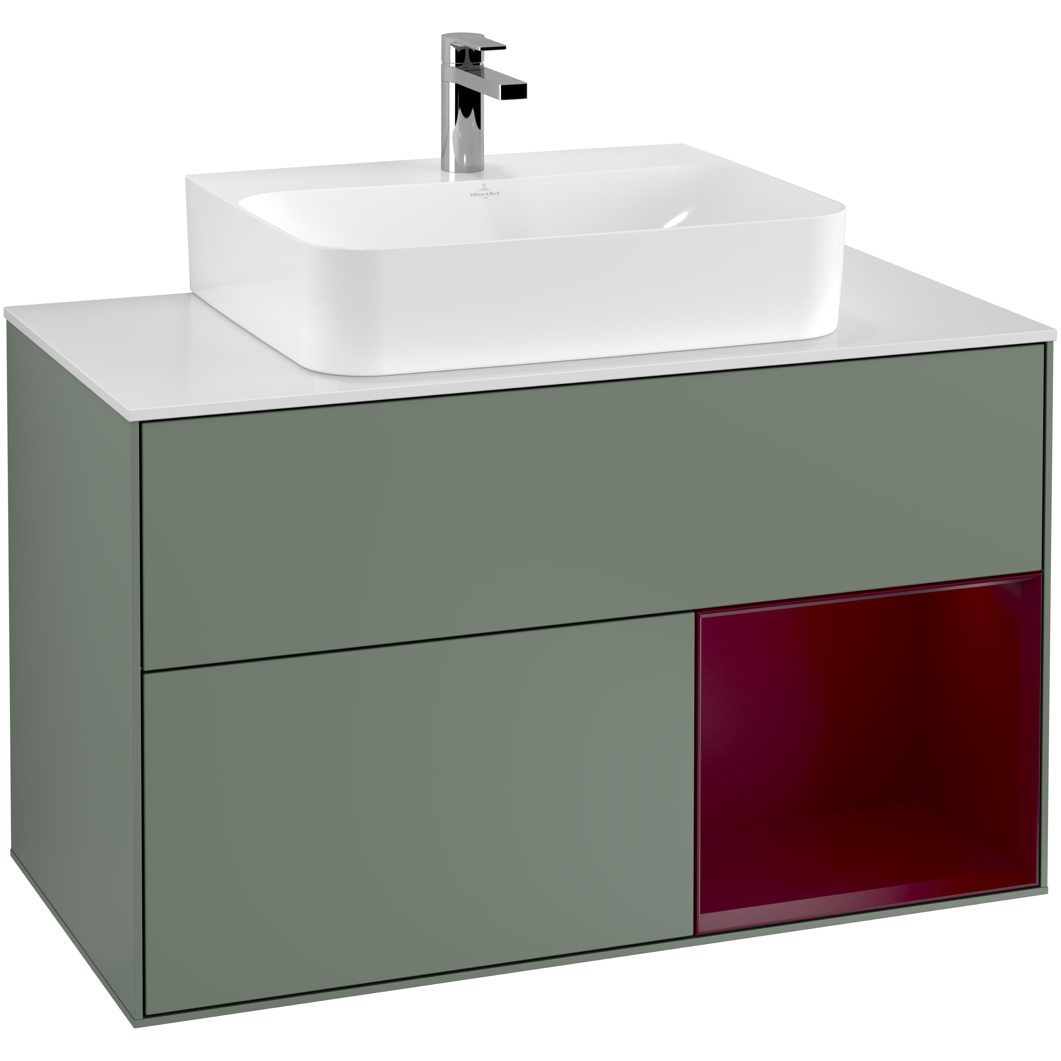 Tvättställsskåp Villeroy & Boch Finion med 2 Lådor Hylla och Bänkskiva för Centrerat Tvättställ | badrum - badrumsmobler - tvattstallsskap-och-kommod | KakelKungen