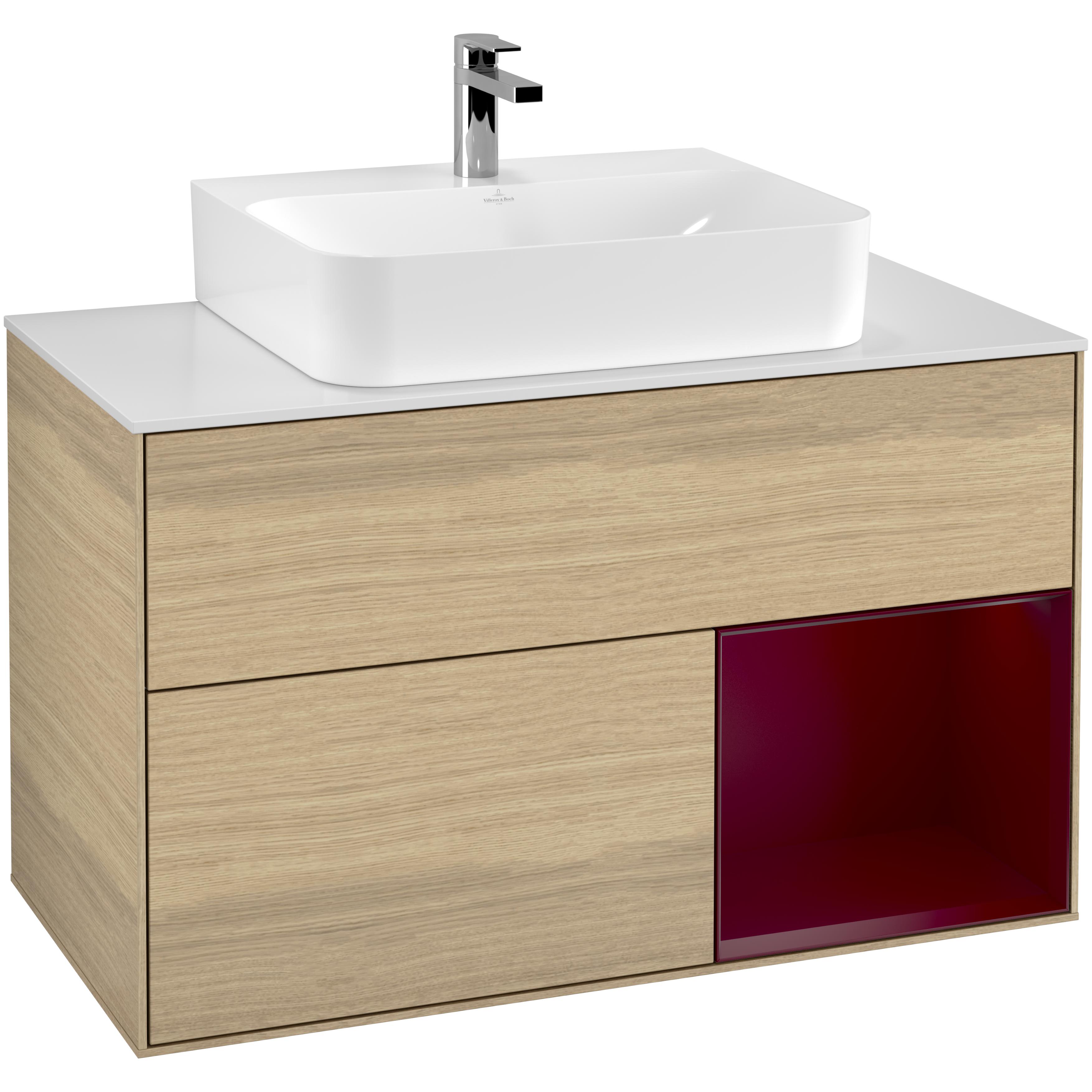 Tvättställsskåp Villeroy & Boch Finion med 2 Lådor Hylla och Bänkskiva för Centrerat Tvättställ | badrum - badrumsmobler - tvattstallsskap-och-kommod | KakelKungen