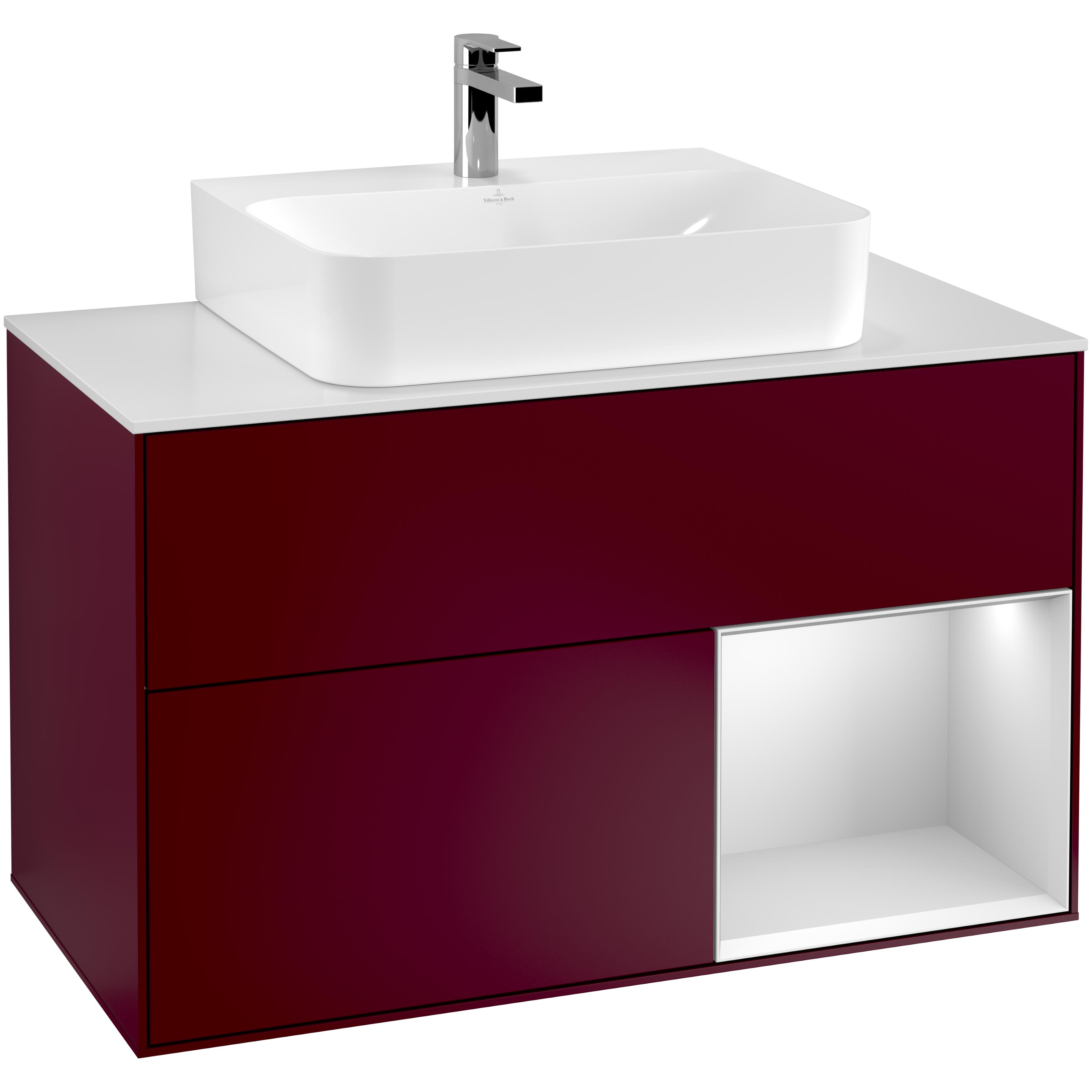 Tvättställsskåp Villeroy & Boch Finion med 2 Lådor Hylla och Bänkskiva för Centrerat Tvättställ | badrum - badrumsmobler - tvattstallsskap-och-kommod | KakelKungen