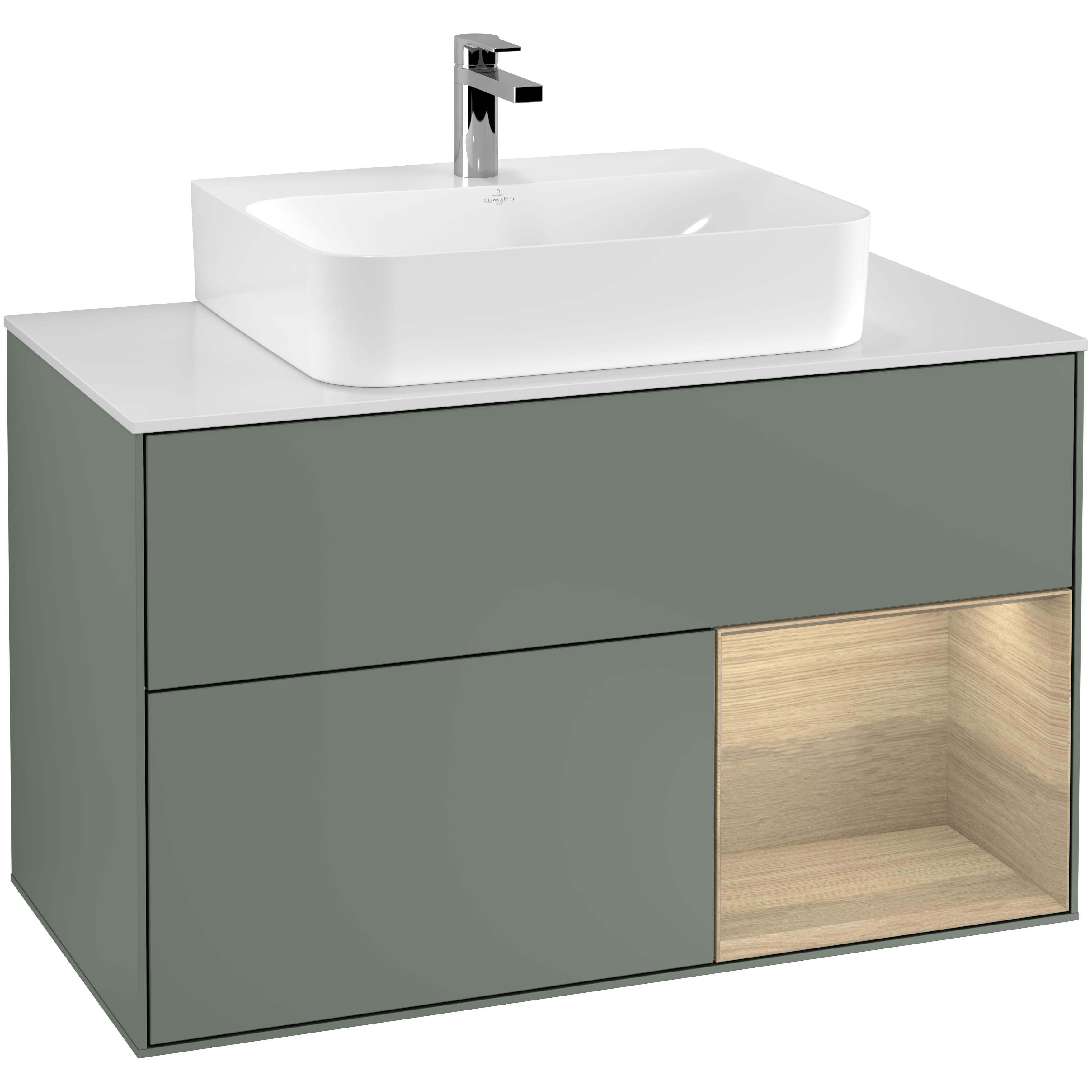 Tvättställsskåp Villeroy & Boch Finion med 2 Lådor Hylla och Bänkskiva för Centrerat Tvättställ | badrum - badrumsmobler - tvattstallsskap-och-kommod | KakelKungen