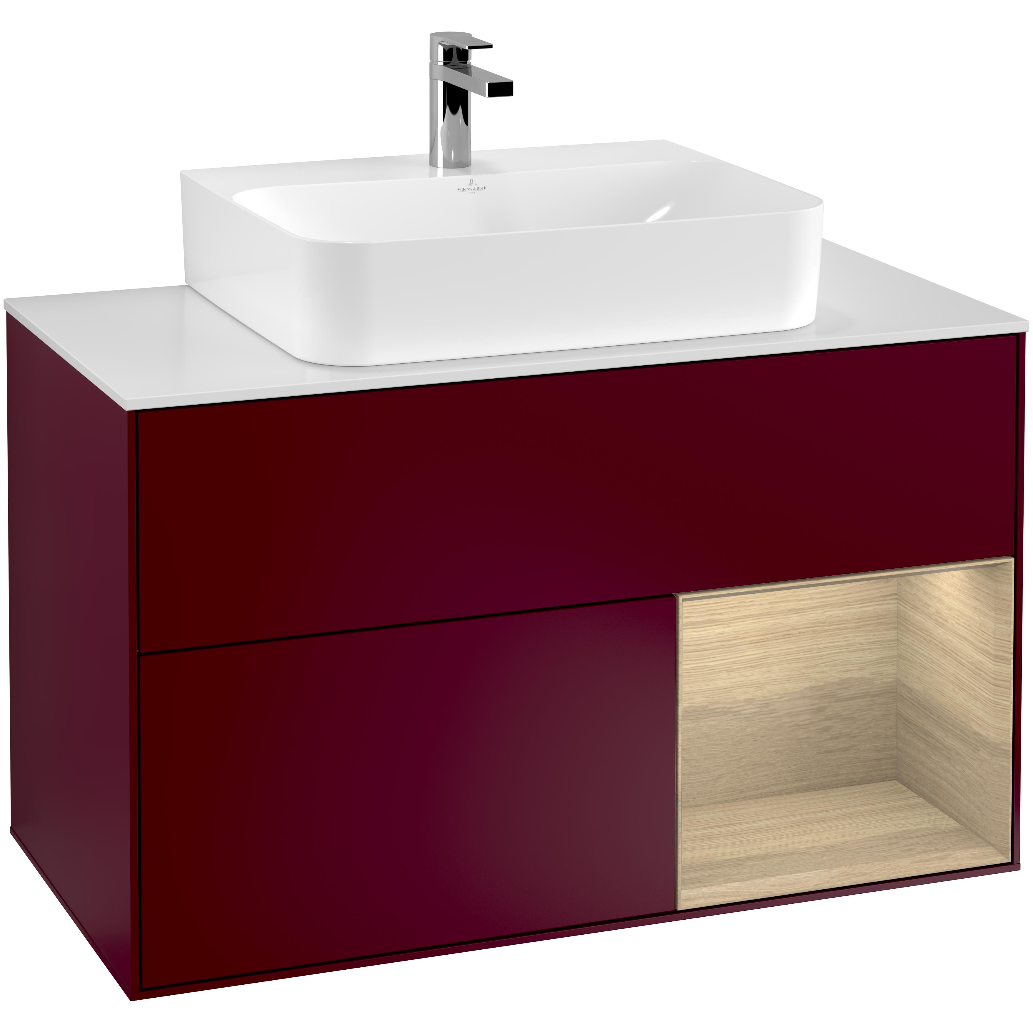 Tvättställsskåp Villeroy & Boch Finion med 2 Lådor Hylla och Bänkskiva för Centrerat Tvättställ | badrum - badrumsmobler - tvattstallsskap-och-kommod | KakelKungen