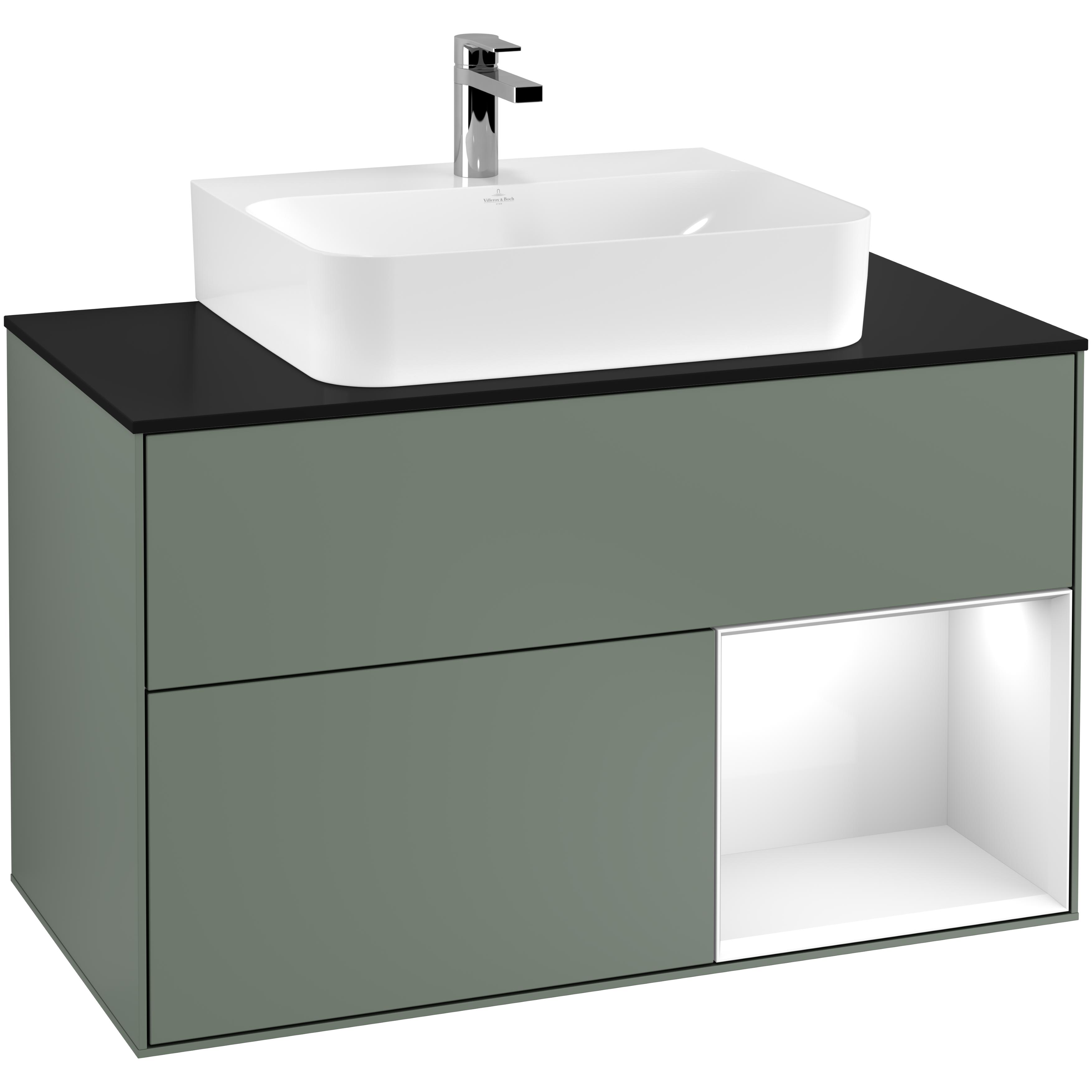 Tvättställsskåp Villeroy & Boch Finion med 2 Lådor Hylla och Bänkskiva för Centrerat Tvättställ | badrum - badrumsmobler - tvattstallsskap-och-kommod | KakelKungen