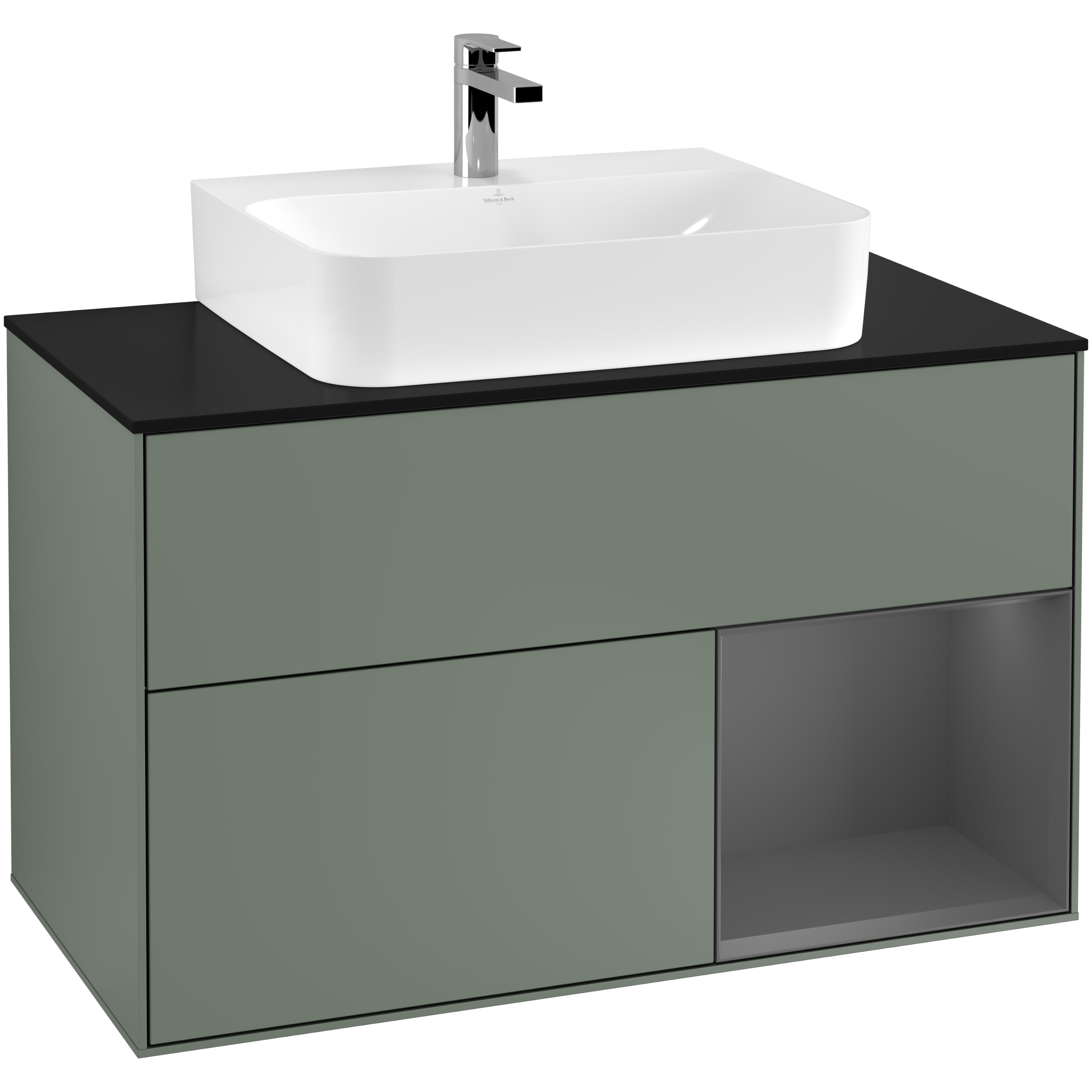 Tvättställsskåp Villeroy & Boch Finion med 2 Lådor Hylla och Bänkskiva för Centrerat Tvättställ | badrum - badrumsmobler - tvattstallsskap-och-kommod | KakelKungen