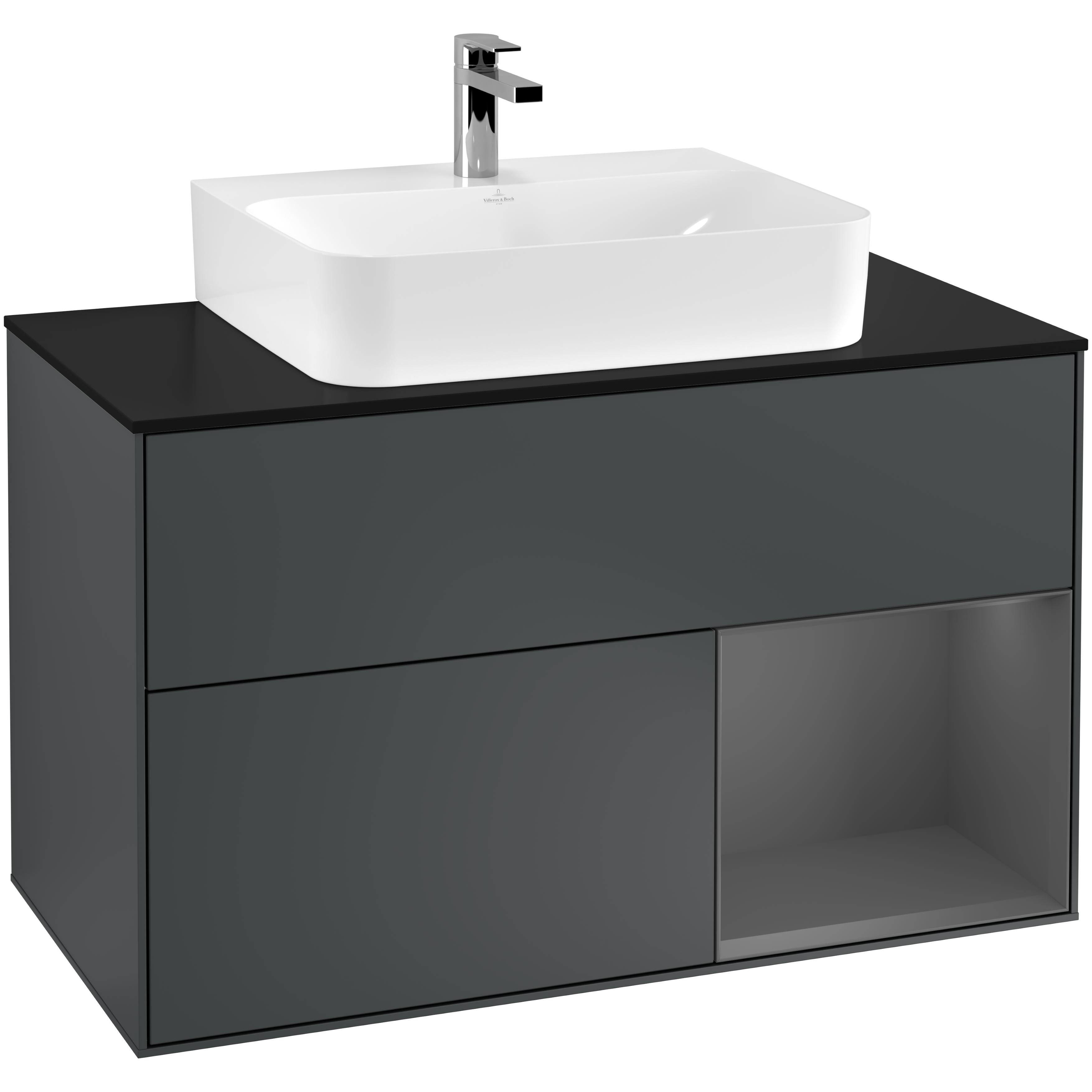 Tvättställsskåp Villeroy & Boch Finion med 2 Lådor Hylla och Bänkskiva för Centrerat Tvättställ | badrum - badrumsmobler - tvattstallsskap-och-kommod | KakelKungen