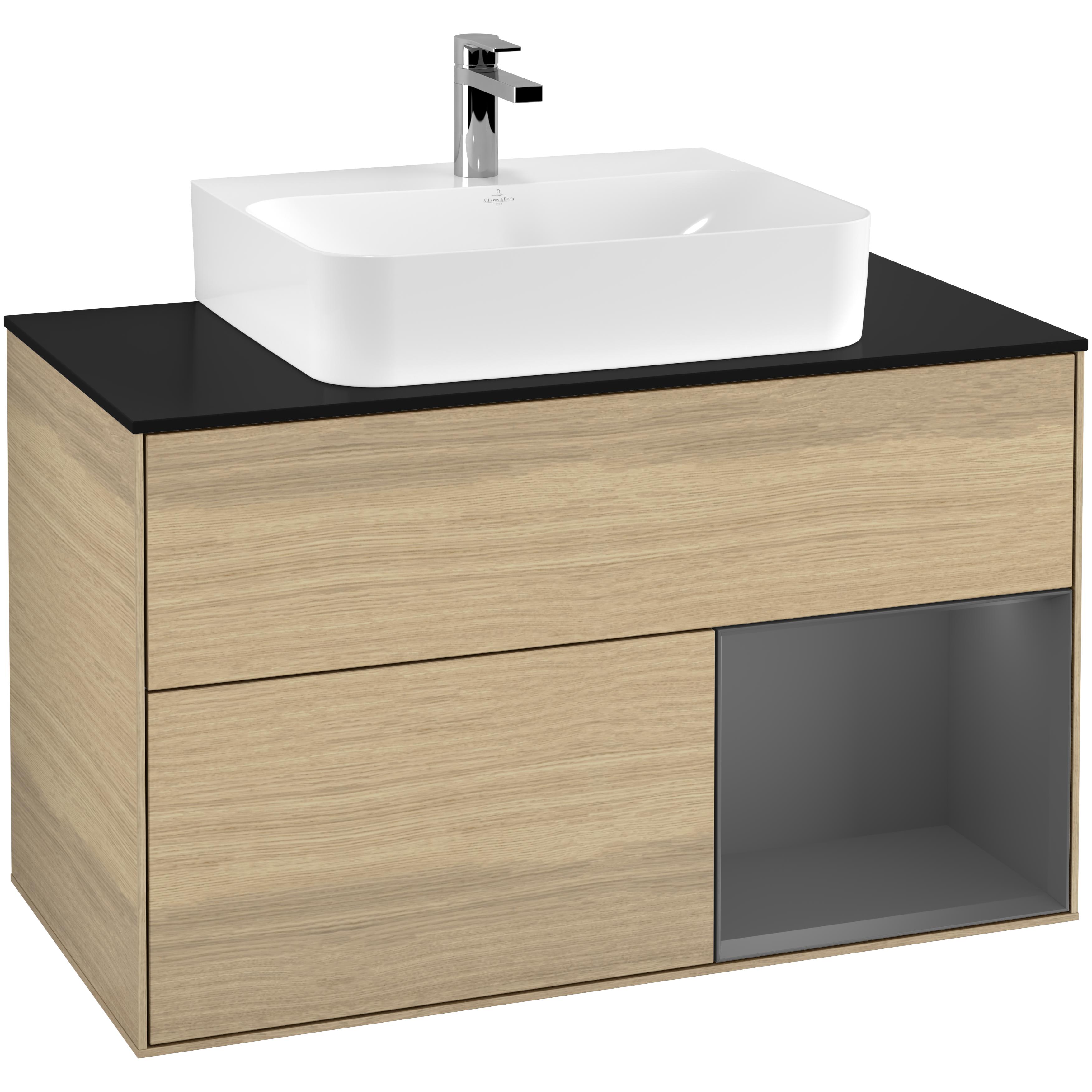 Tvättställsskåp Villeroy & Boch Finion med 2 Lådor Hylla och Bänkskiva för Centrerat Tvättställ | badrum - badrumsmobler - tvattstallsskap-och-kommod | KakelKungen