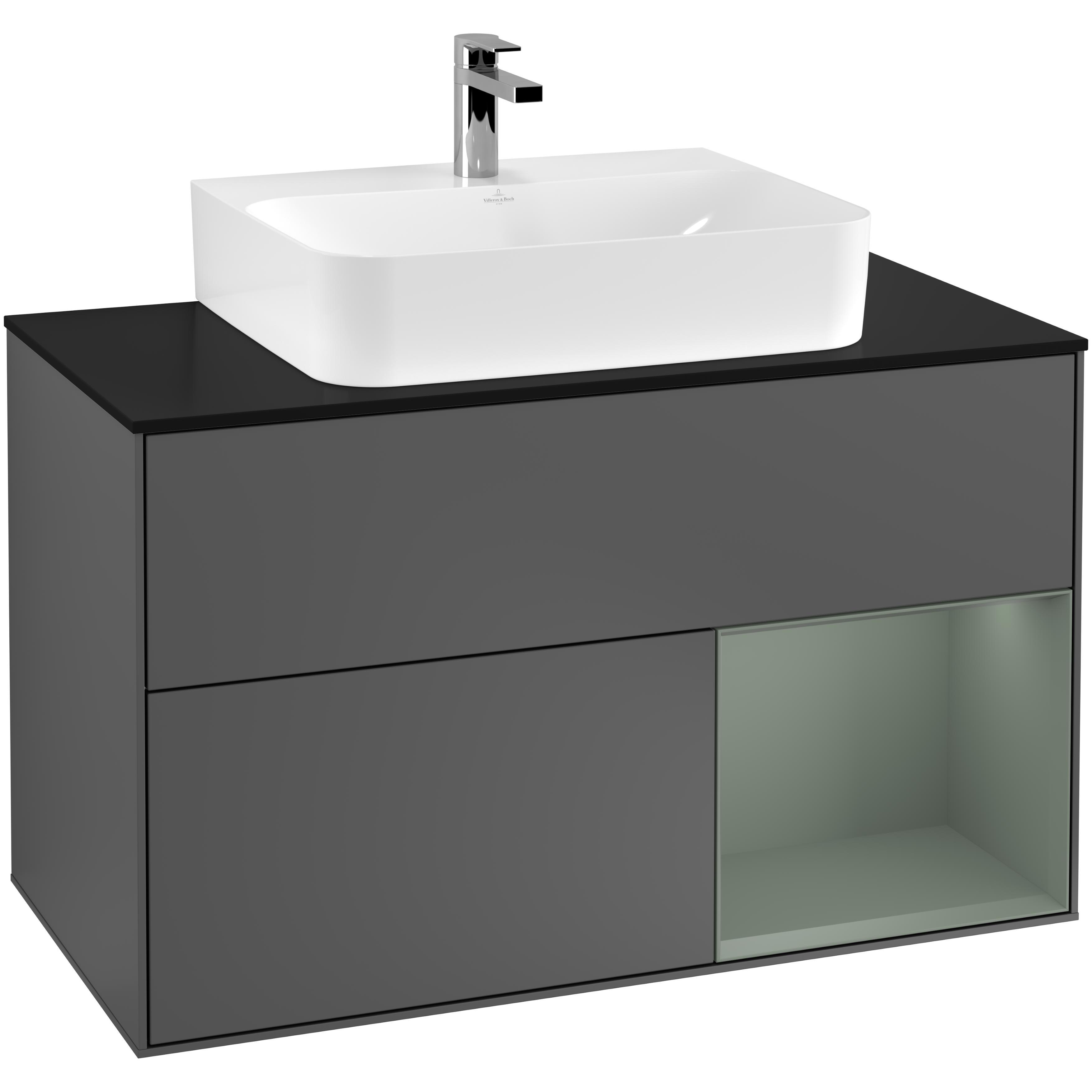 Tvättställsskåp Villeroy & Boch Finion med 2 Lådor Hylla och Bänkskiva för Centrerat Tvättställ | badrum - badrumsmobler - tvattstallsskap-och-kommod | KakelKungen