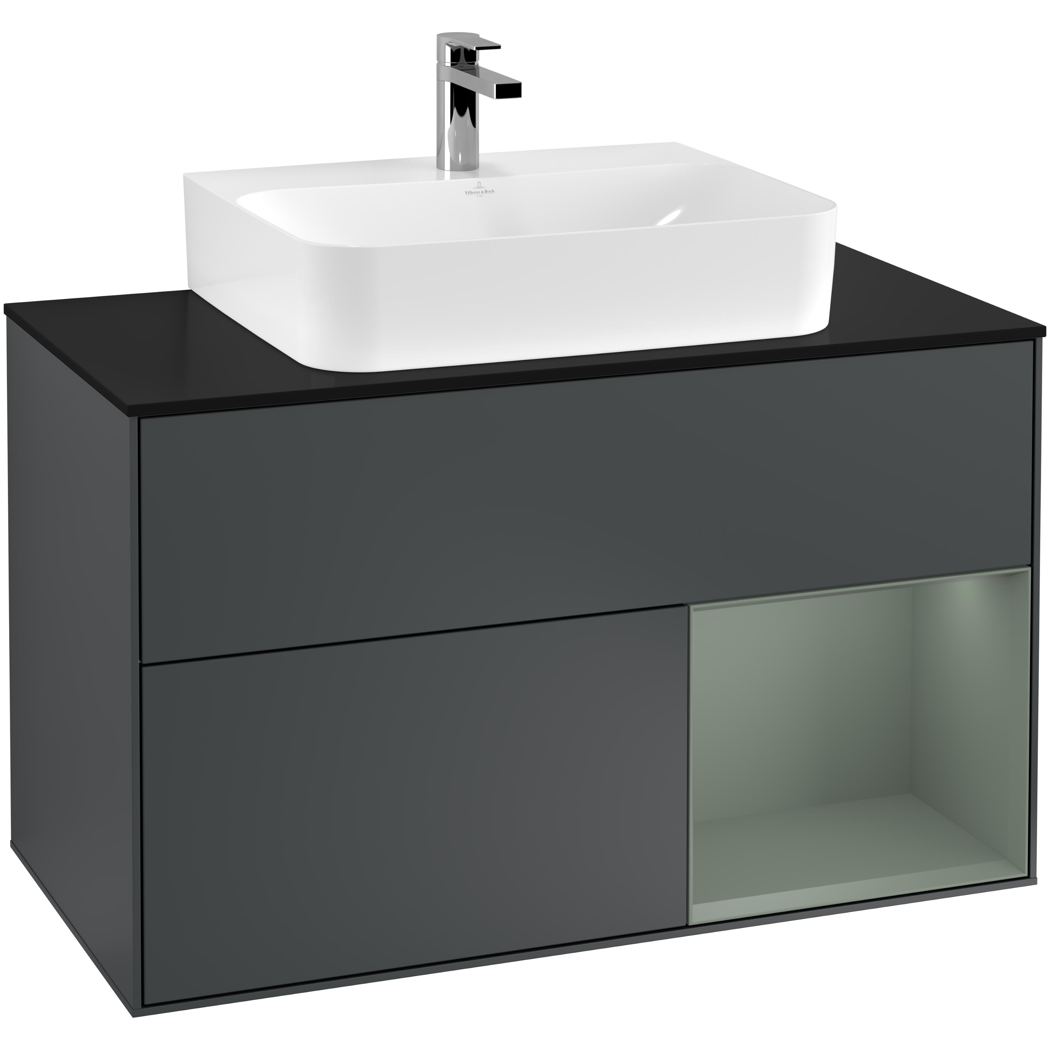 Tvättställsskåp Villeroy & Boch Finion med 2 Lådor Hylla och Bänkskiva för Centrerat Tvättställ | badrum - badrumsmobler - tvattstallsskap-och-kommod | KakelKungen