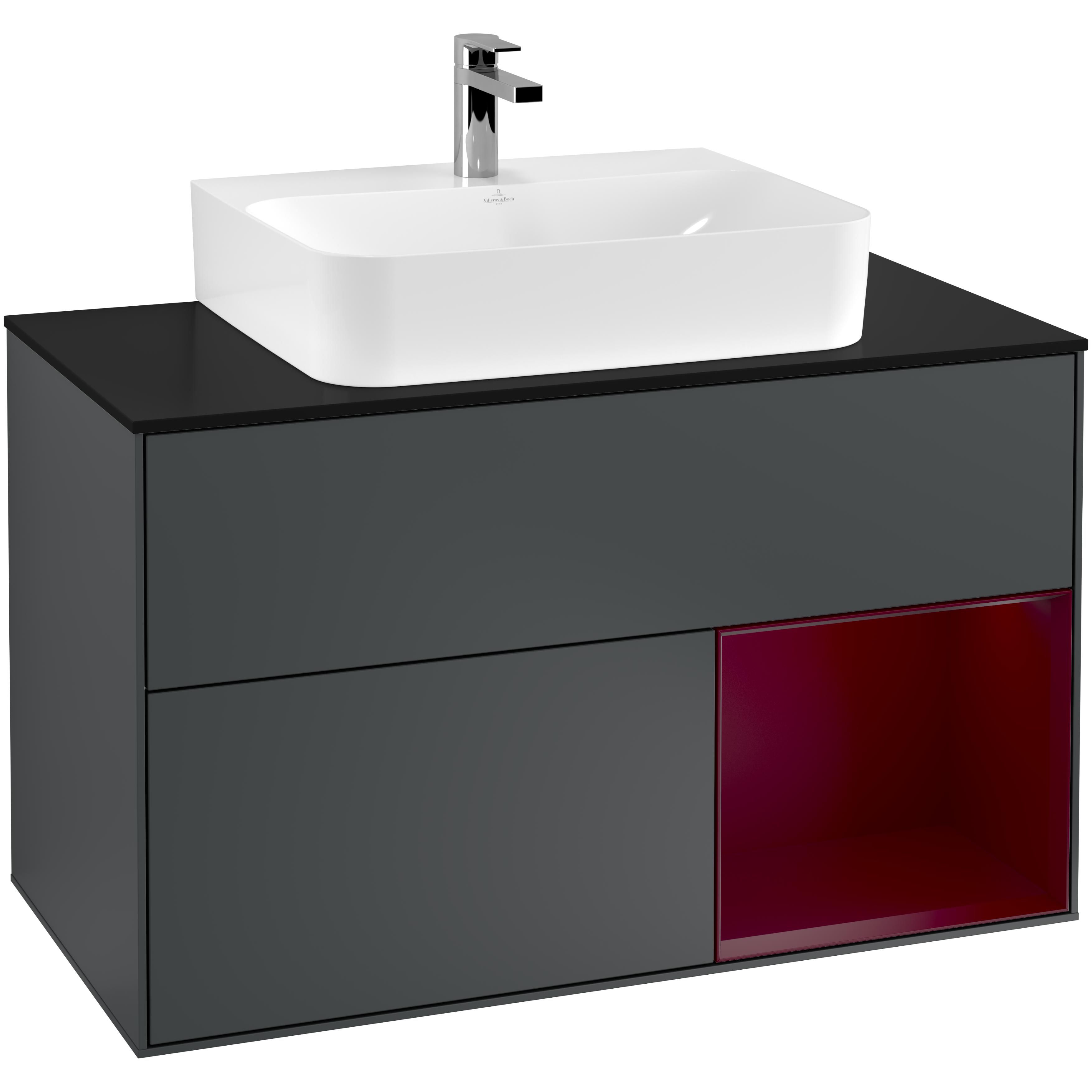 Tvättställsskåp Villeroy & Boch Finion med 2 Lådor Hylla och Bänkskiva för Centrerat Tvättställ | badrum - badrumsmobler - tvattstallsskap-och-kommod | KakelKungen