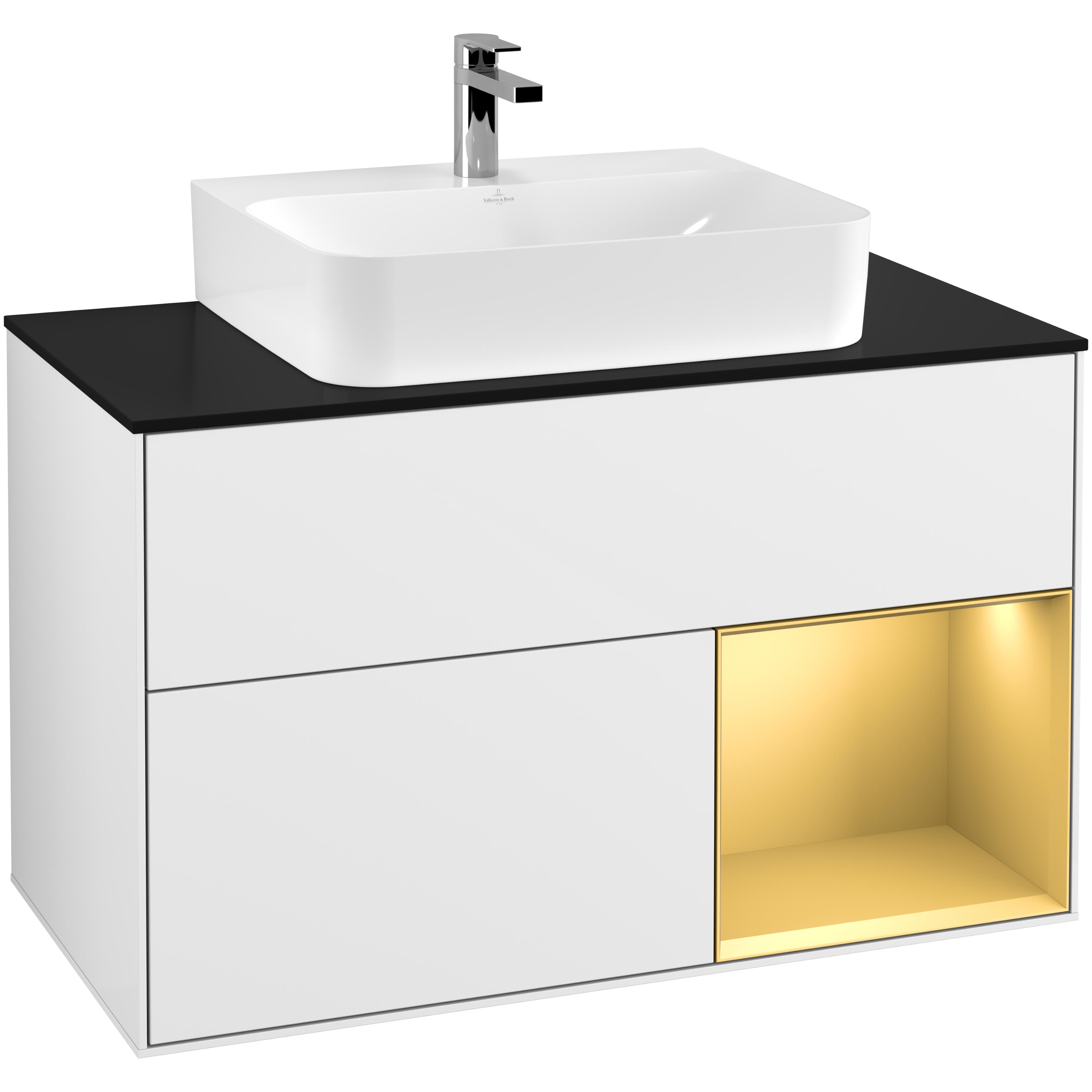 Tvättställsskåp Villeroy & Boch Finion med 2 Lådor Hylla och Bänkskiva för Centrerat Tvättställ | badrum - badrumsmobler - tvattstallsskap-och-kommod | KakelKungen