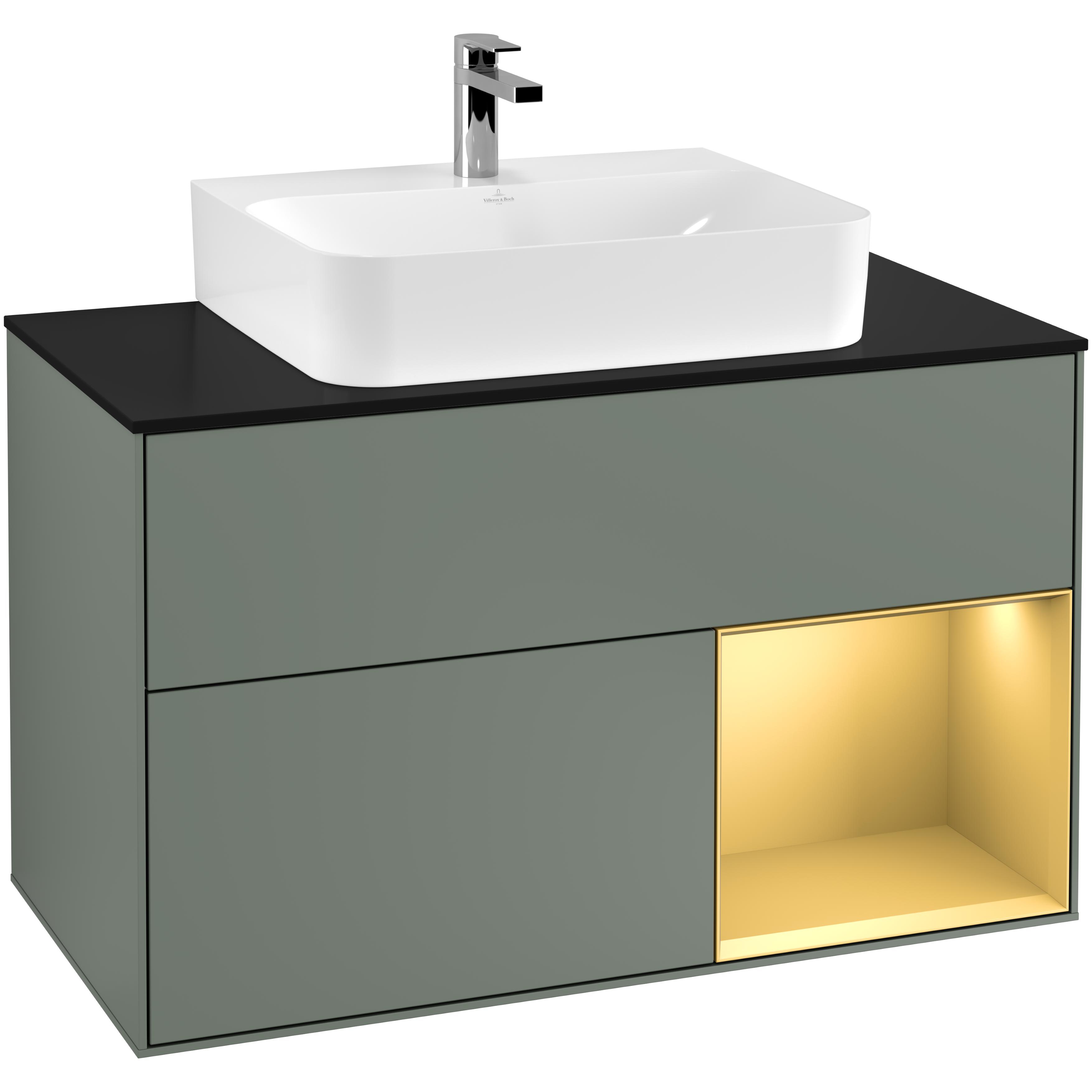 Tvättställsskåp Villeroy & Boch Finion med 2 Lådor Hylla och Bänkskiva för Centrerat Tvättställ | badrum - badrumsmobler - tvattstallsskap-och-kommod | KakelKungen