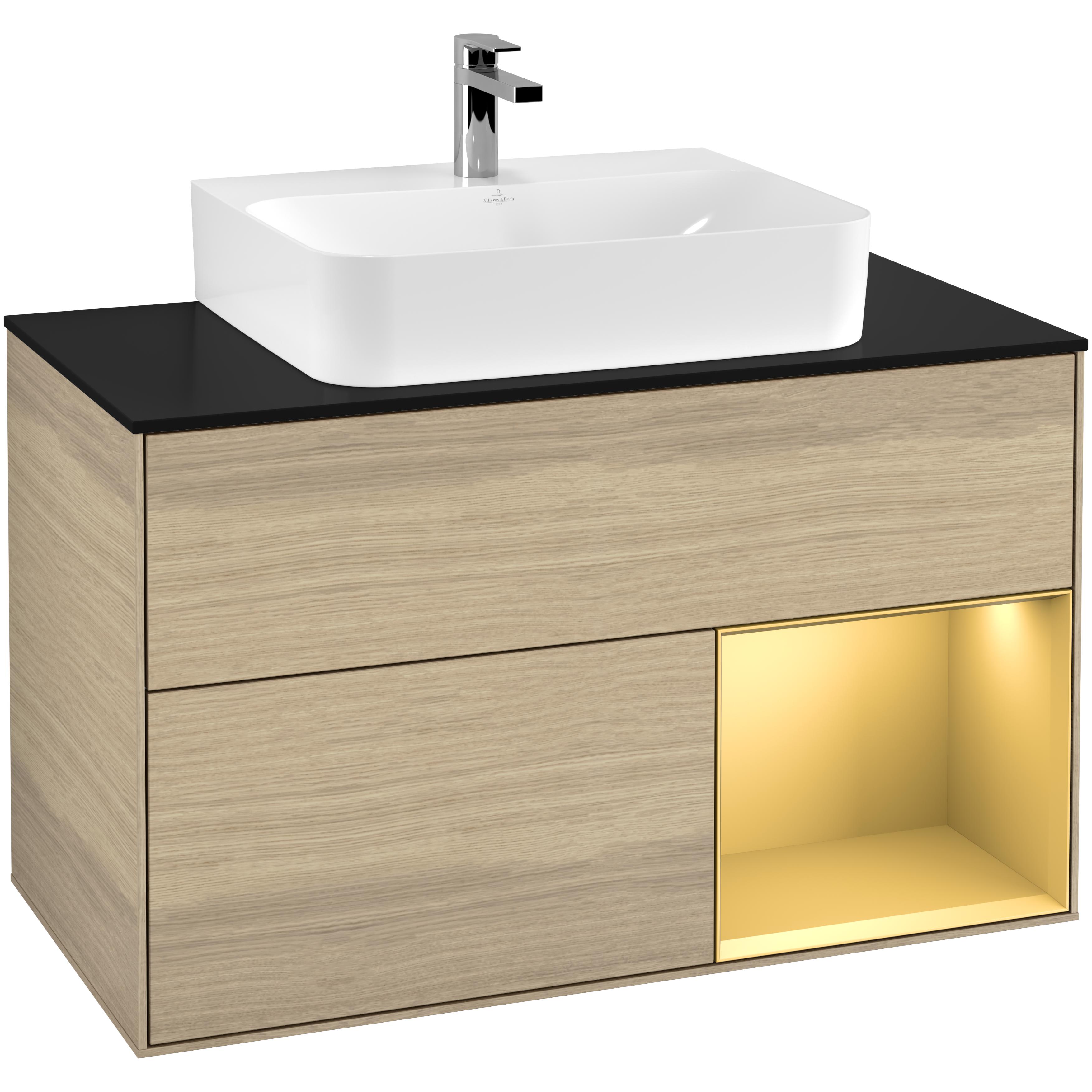 Tvättställsskåp Villeroy & Boch Finion med 2 Lådor Hylla och Bänkskiva för Centrerat Tvättställ | badrum - badrumsmobler - tvattstallsskap-och-kommod | KakelKungen