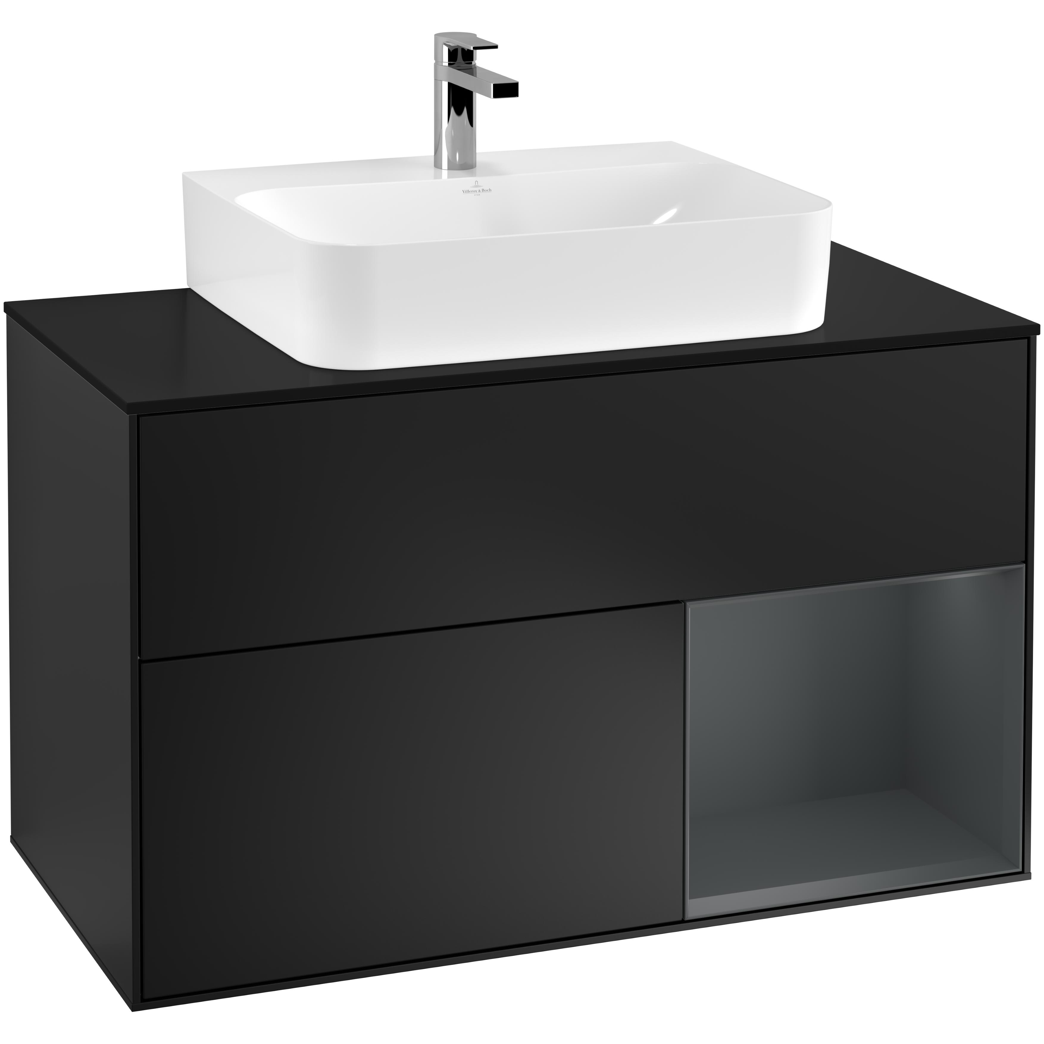 Tvättställsskåp Villeroy & Boch Finion med 2 Lådor Hylla och Bänkskiva för Centrerat Tvättställ | badrum - badrumsmobler - tvattstallsskap-och-kommod | KakelKungen