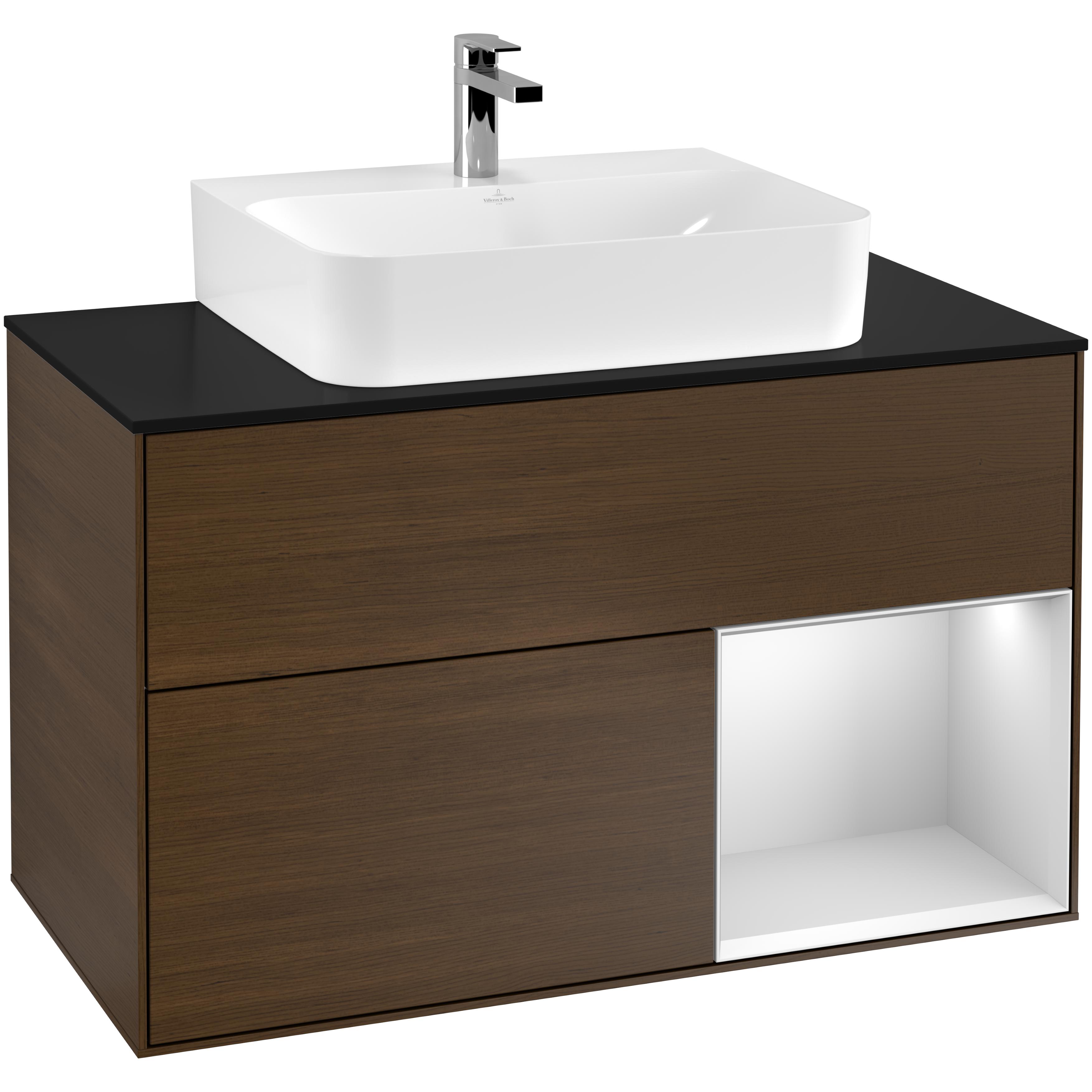 Tvättställsskåp Villeroy & Boch Finion med 2 Lådor Hylla och Bänkskiva för Centrerat Tvättställ | badrum - badrumsmobler - tvattstallsskap-och-kommod | KakelKungen