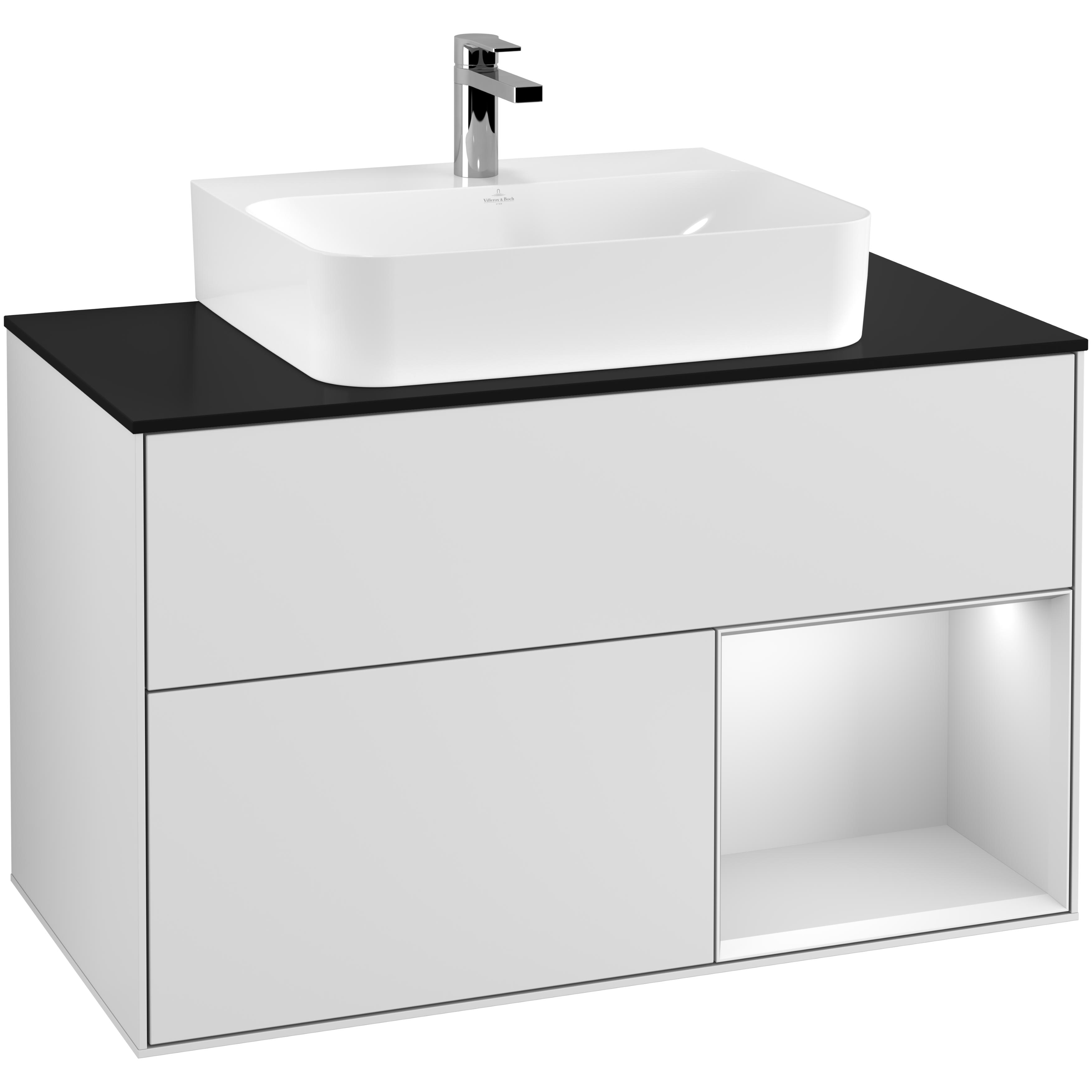 Tvättställsskåp Villeroy & Boch Finion med 2 Lådor Hylla och Bänkskiva för Centrerat Tvättställ | badrum - badrumsmobler - tvattstallsskap-och-kommod | KakelKungen