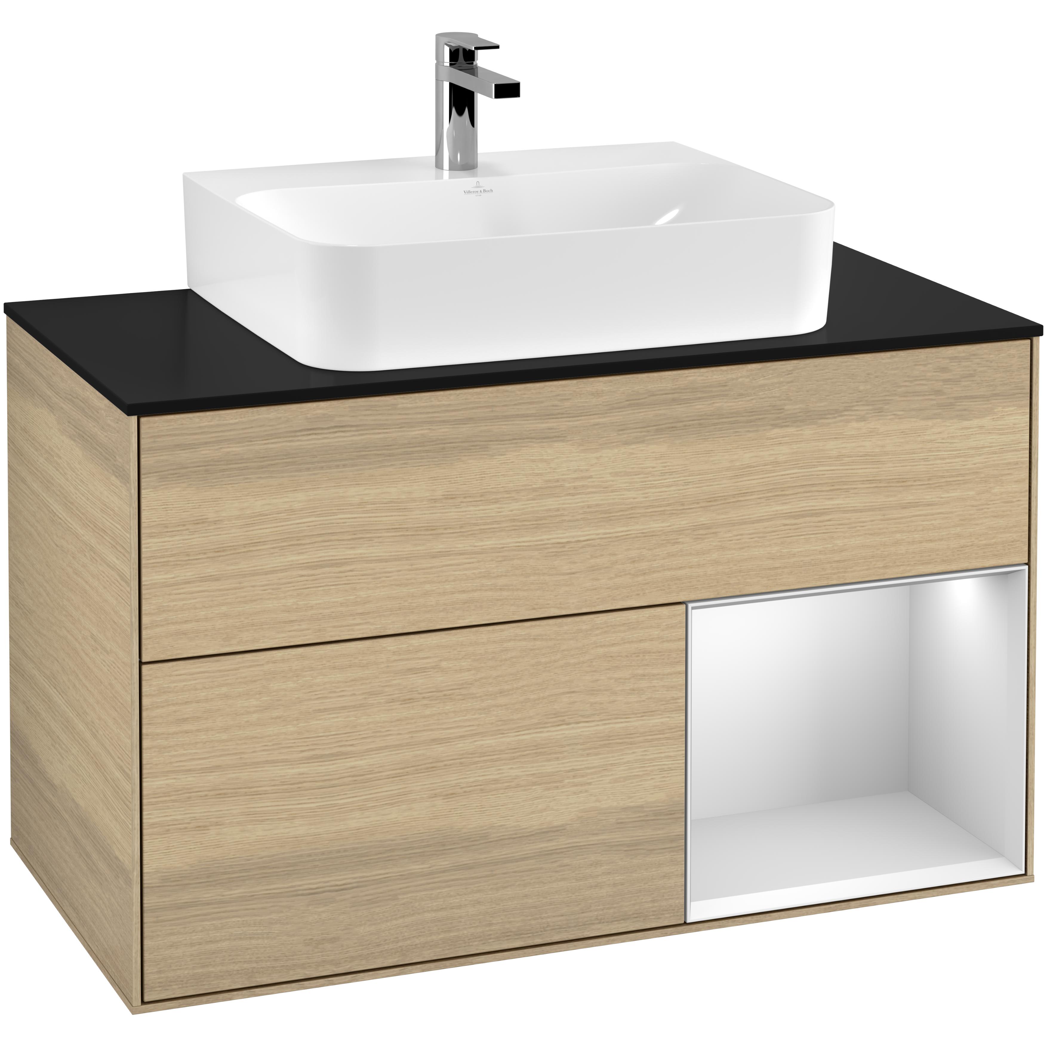 Tvättställsskåp Villeroy & Boch Finion med 2 Lådor Hylla och Bänkskiva för Centrerat Tvättställ | badrum - badrumsmobler - tvattstallsskap-och-kommod | KakelKungen