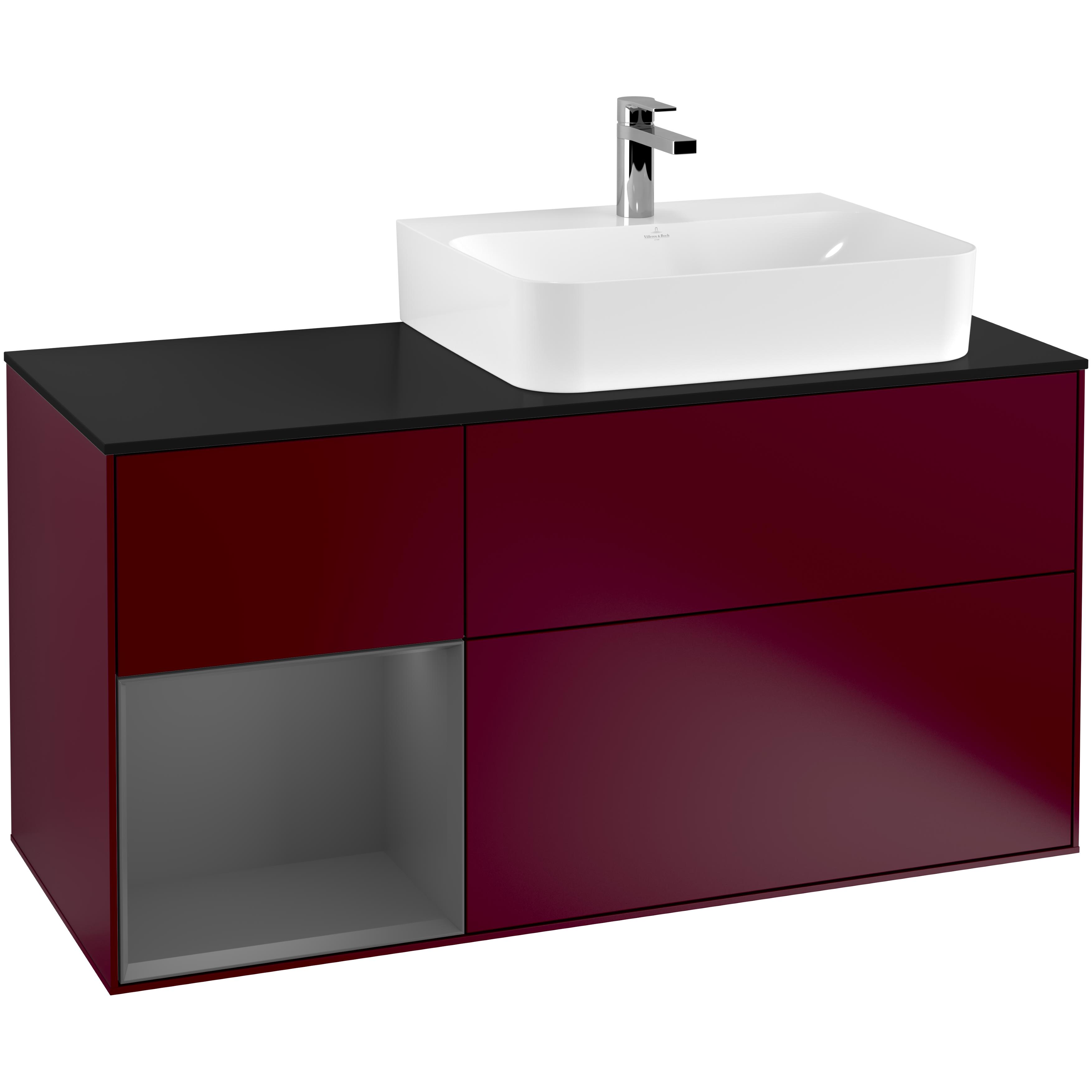 Tvättställsskåp Villeroy & Boch Finion med 3 Lådor Hylla och Bänkskiva för Ocentrerat Tvättställ | badrum - badrumsmobler - tvattstallsskap-och-kommod | KakelKungen