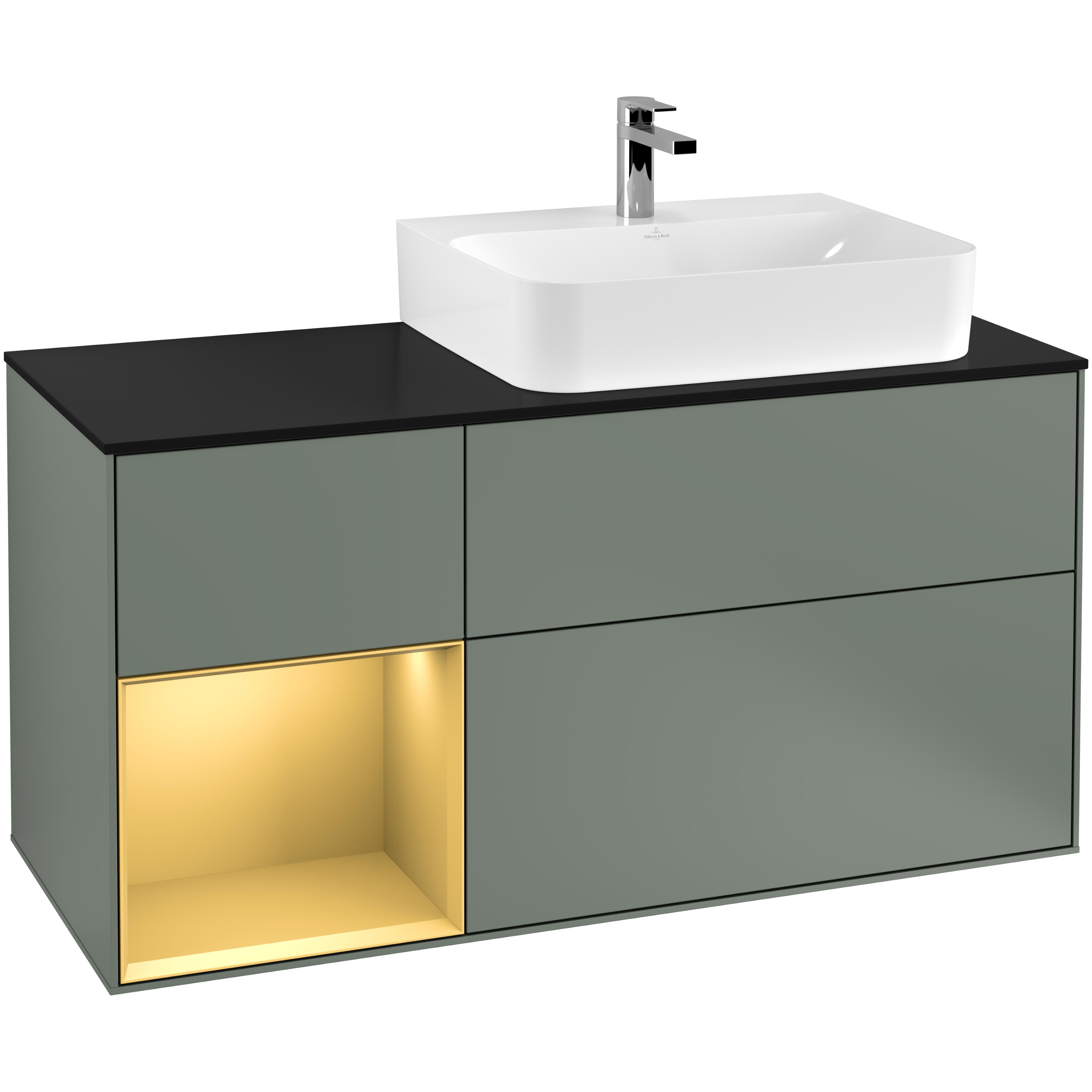 Tvättställsskåp Villeroy & Boch Finion med 3 Lådor Hylla och Bänkskiva för Ocentrerat Tvättställ | badrum - badrumsmobler - tvattstallsskap-och-kommod | KakelKungen