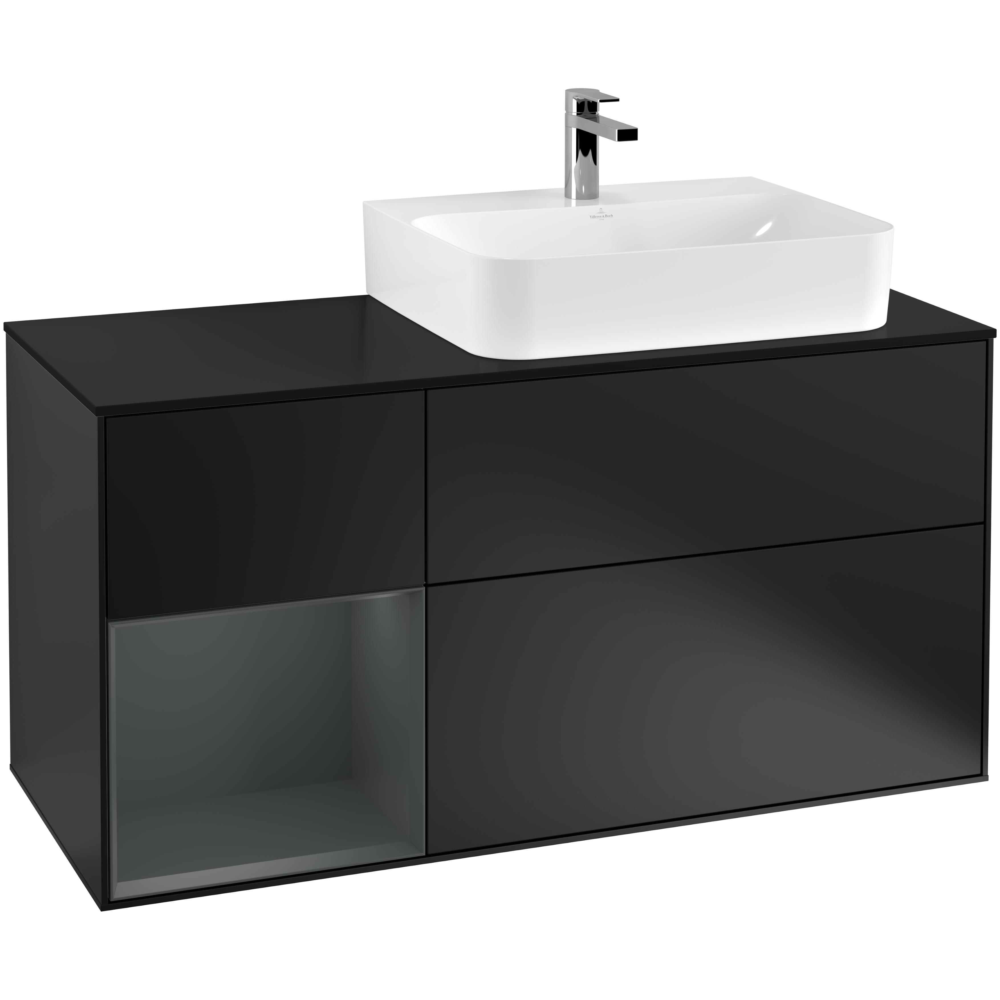 Tvättställsskåp Villeroy & Boch Finion med 3 Lådor Hylla och Bänkskiva för Ocentrerat Tvättställ | badrum - badrumsmobler - tvattstallsskap-och-kommod | KakelKungen