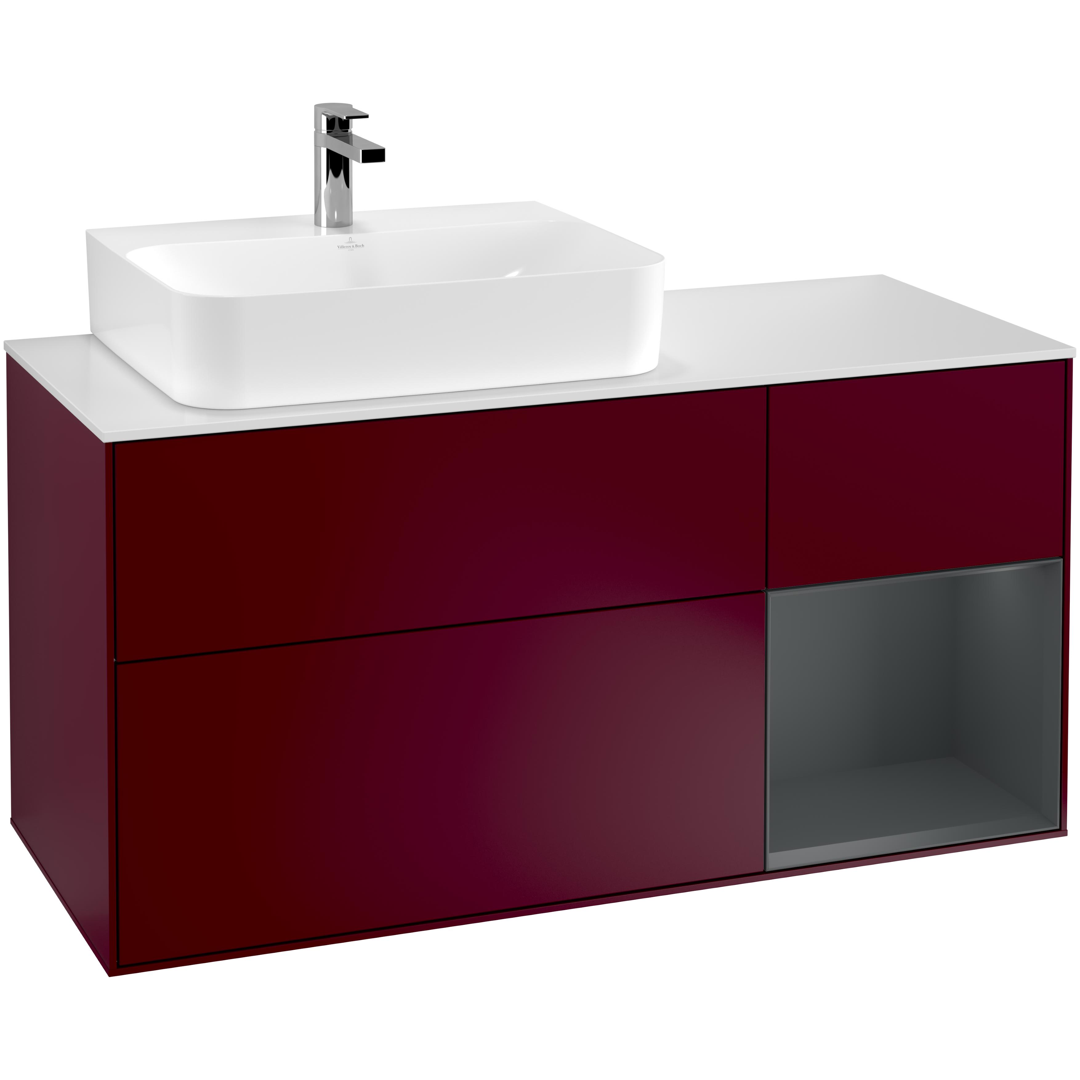 Tvättställsskåp Villeroy & Boch Finion med 3 Lådor Hylla och Bänkskiva för Ocentrerat Tvättställ | badrum - badrumsmobler - tvattstallsskap-och-kommod | KakelKungen