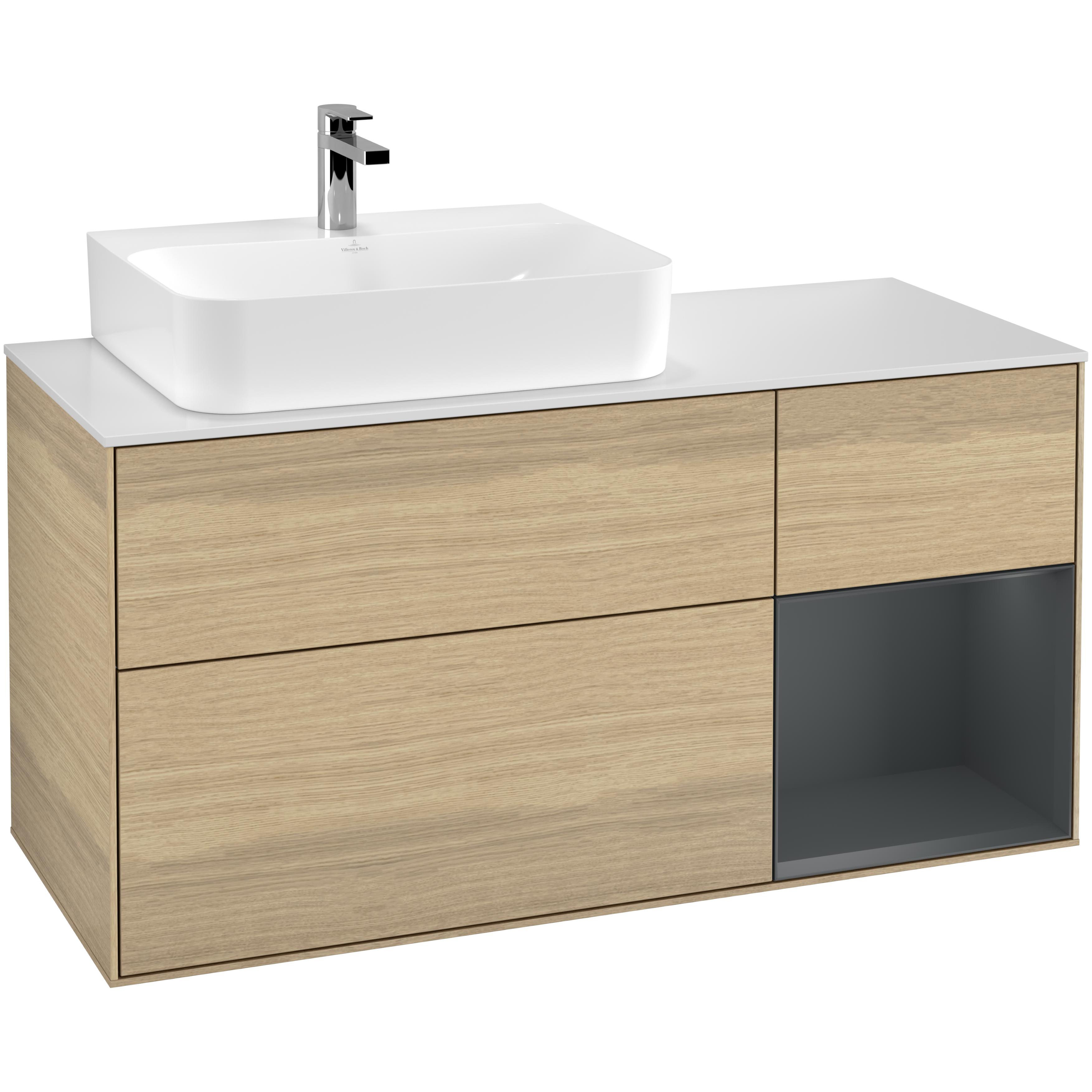 Tvättställsskåp Villeroy & Boch Finion med 3 Lådor Hylla och Bänkskiva för Ocentrerat Tvättställ