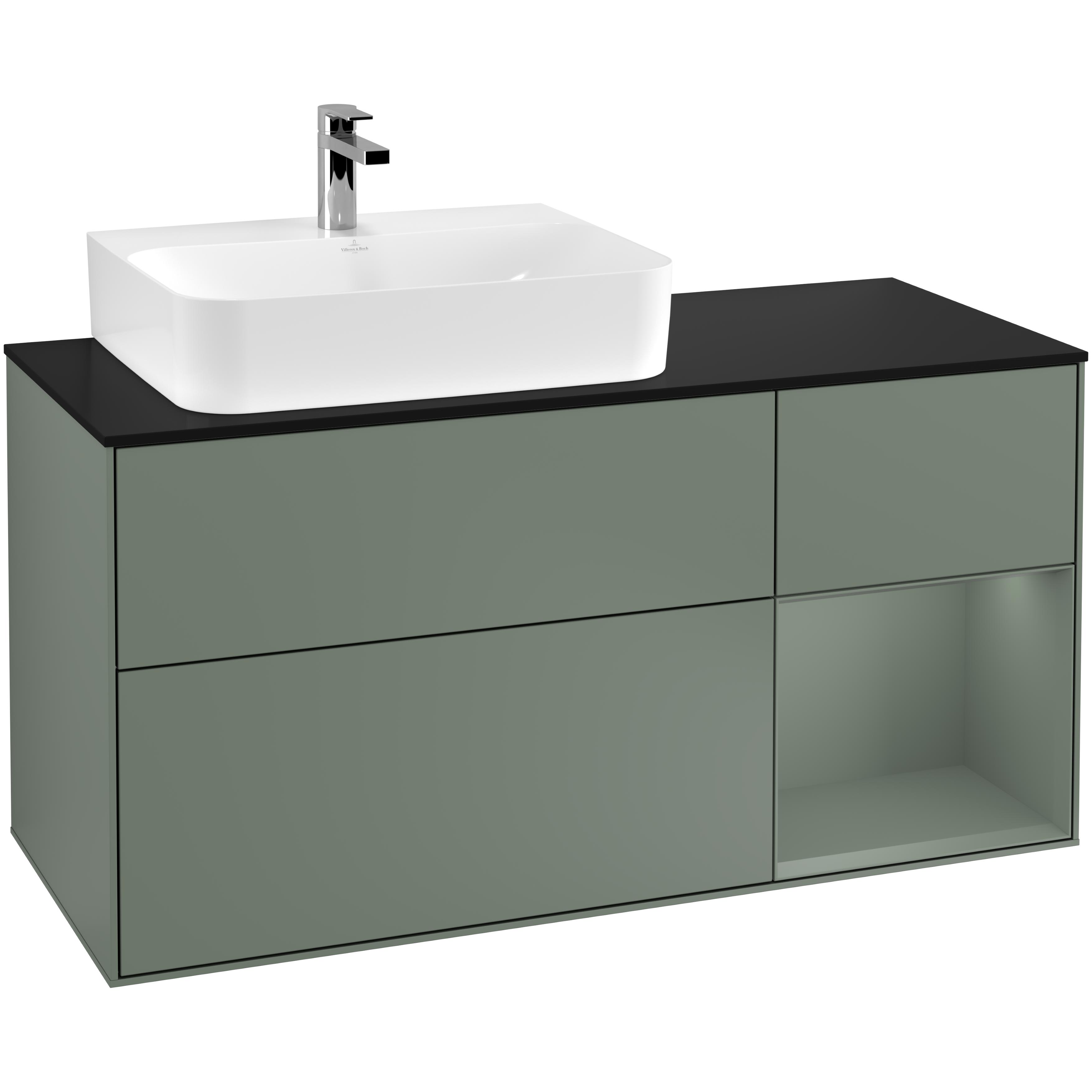 Tvättställsskåp Villeroy & Boch Finion med 3 Lådor Hylla och Bänkskiva för Ocentrerat Tvättställ | badrum - badrumsmobler - tvattstallsskap-och-kommod | KakelKungen