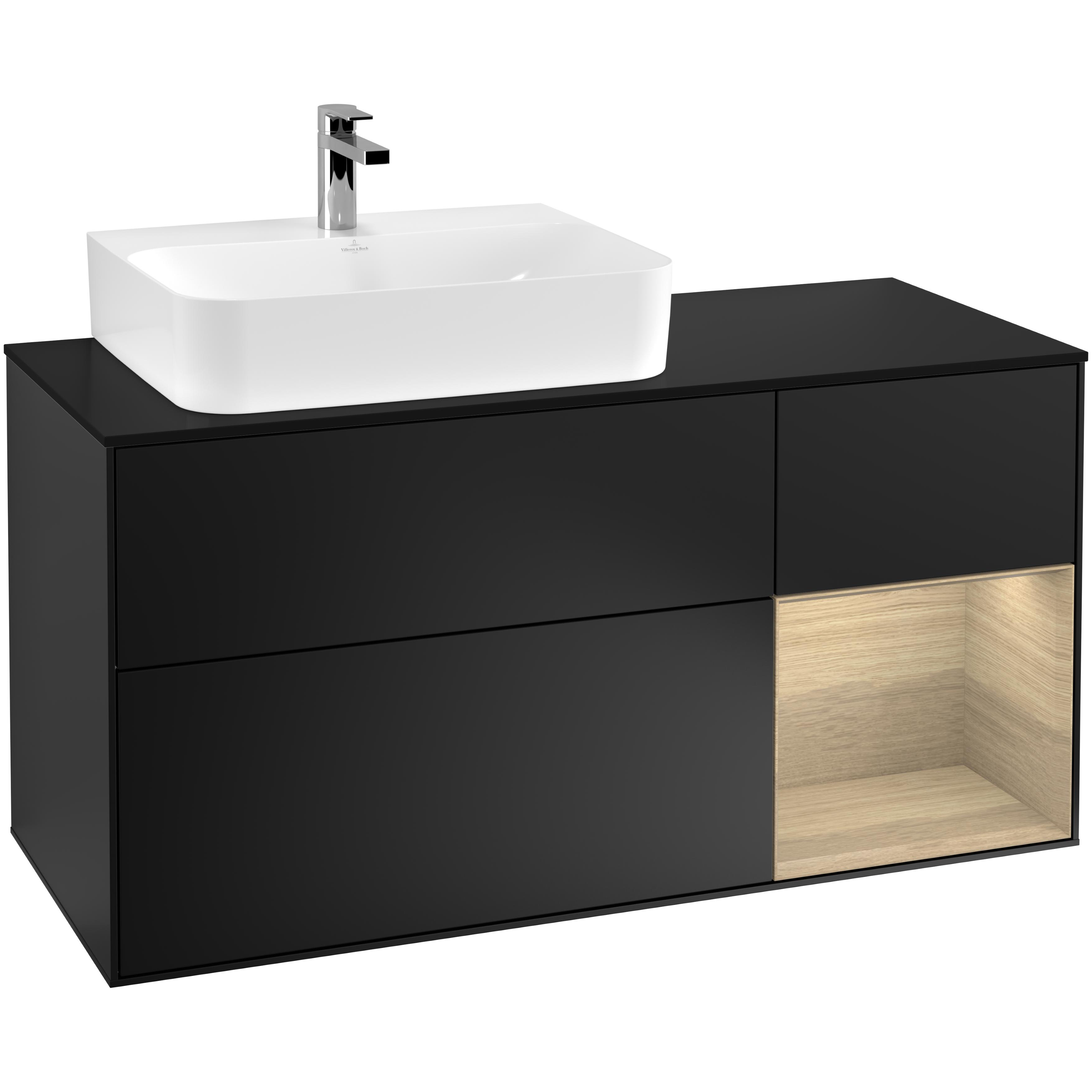 Tvättställsskåp Villeroy & Boch Finion med 3 Lådor Hylla och Bänkskiva för Ocentrerat Tvättställ | badrum - badrumsmobler - tvattstallsskap-och-kommod | KakelKungen