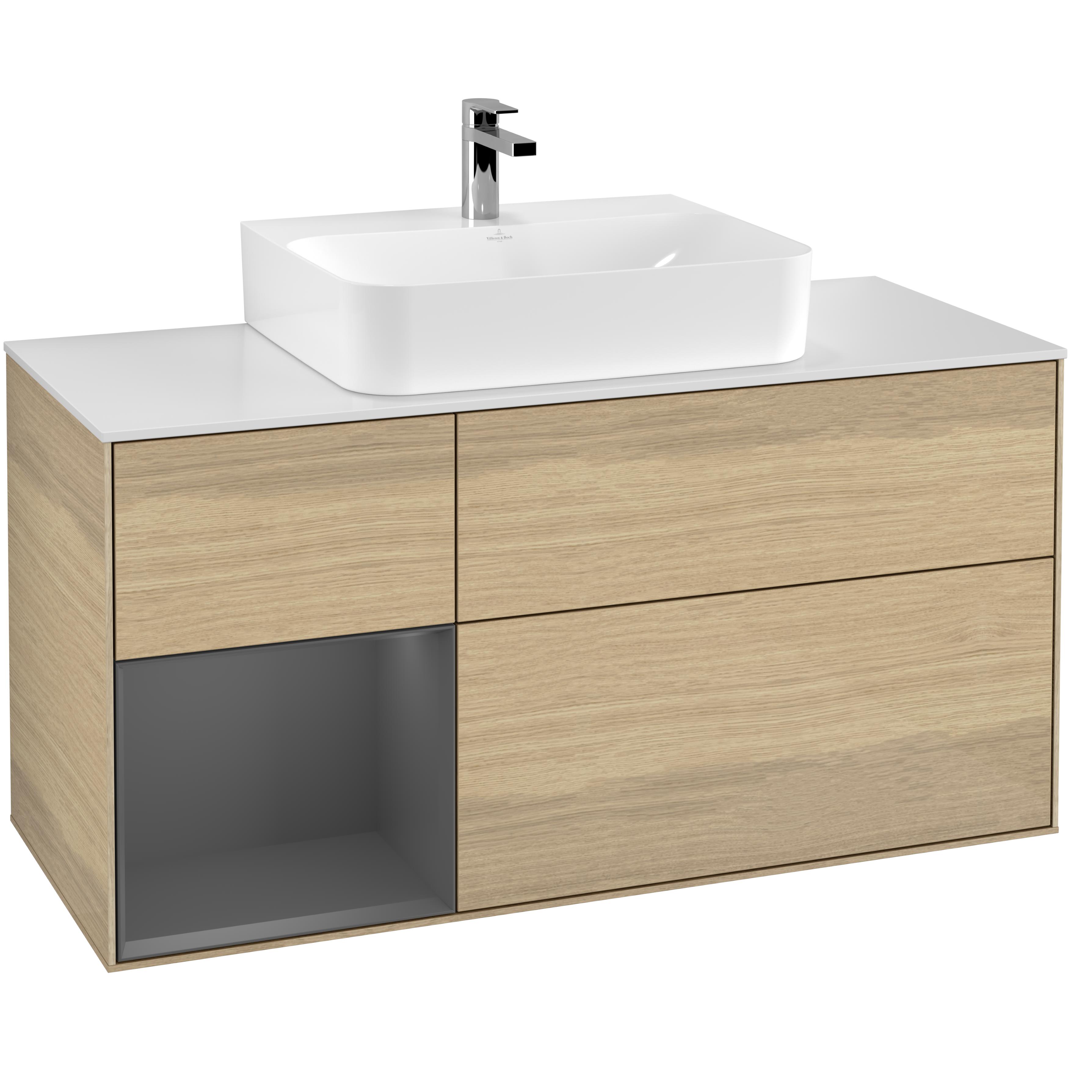 Tvättställsskåp Villeroy & Boch Finion med 3 Lådor Hylla och Bänkskiva för Centrerat Tvättställ | badrum - badrumsmobler - tvattstallsskap-och-kommod | KakelKungen