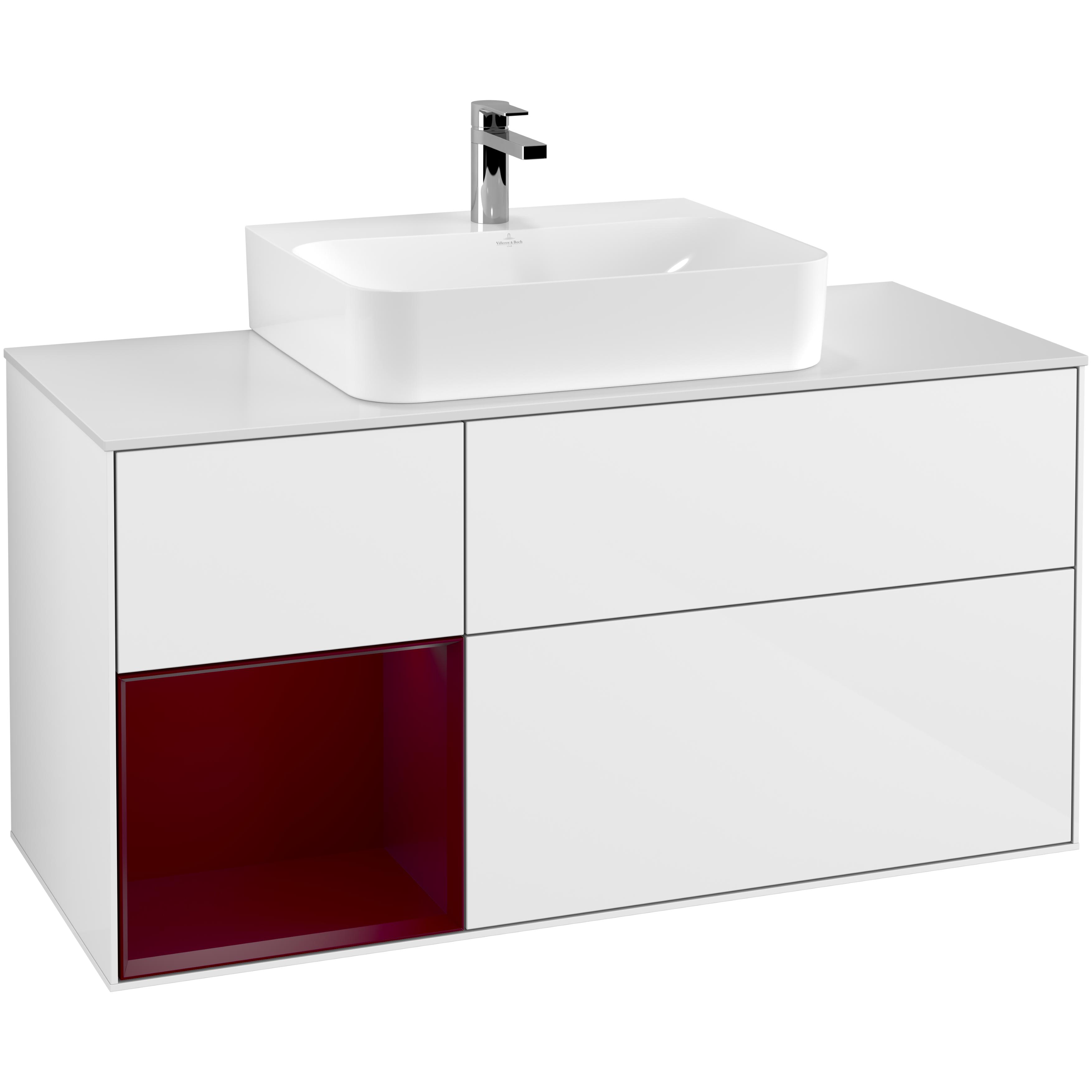 Tvättställsskåp Villeroy & Boch Finion med 3 Lådor Hylla och Bänkskiva för Centrerat Tvättställ | badrum - badrumsmobler - tvattstallsskap-och-kommod | KakelKungen