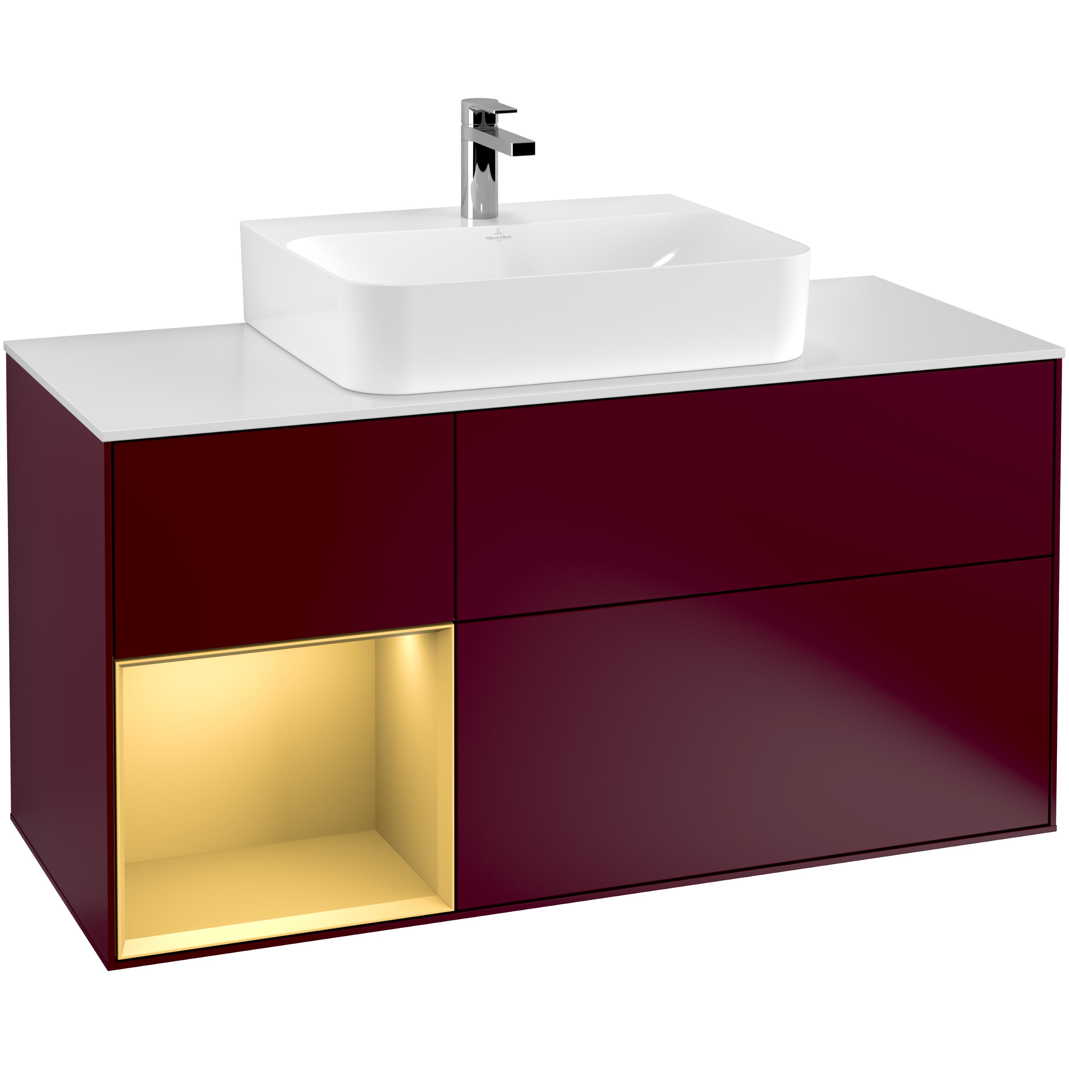 Tvättställsskåp Villeroy & Boch Finion med 3 Lådor Hylla och Bänkskiva för Centrerat Tvättställ | badrum - badrumsmobler - tvattstallsskap-och-kommod | KakelKungen