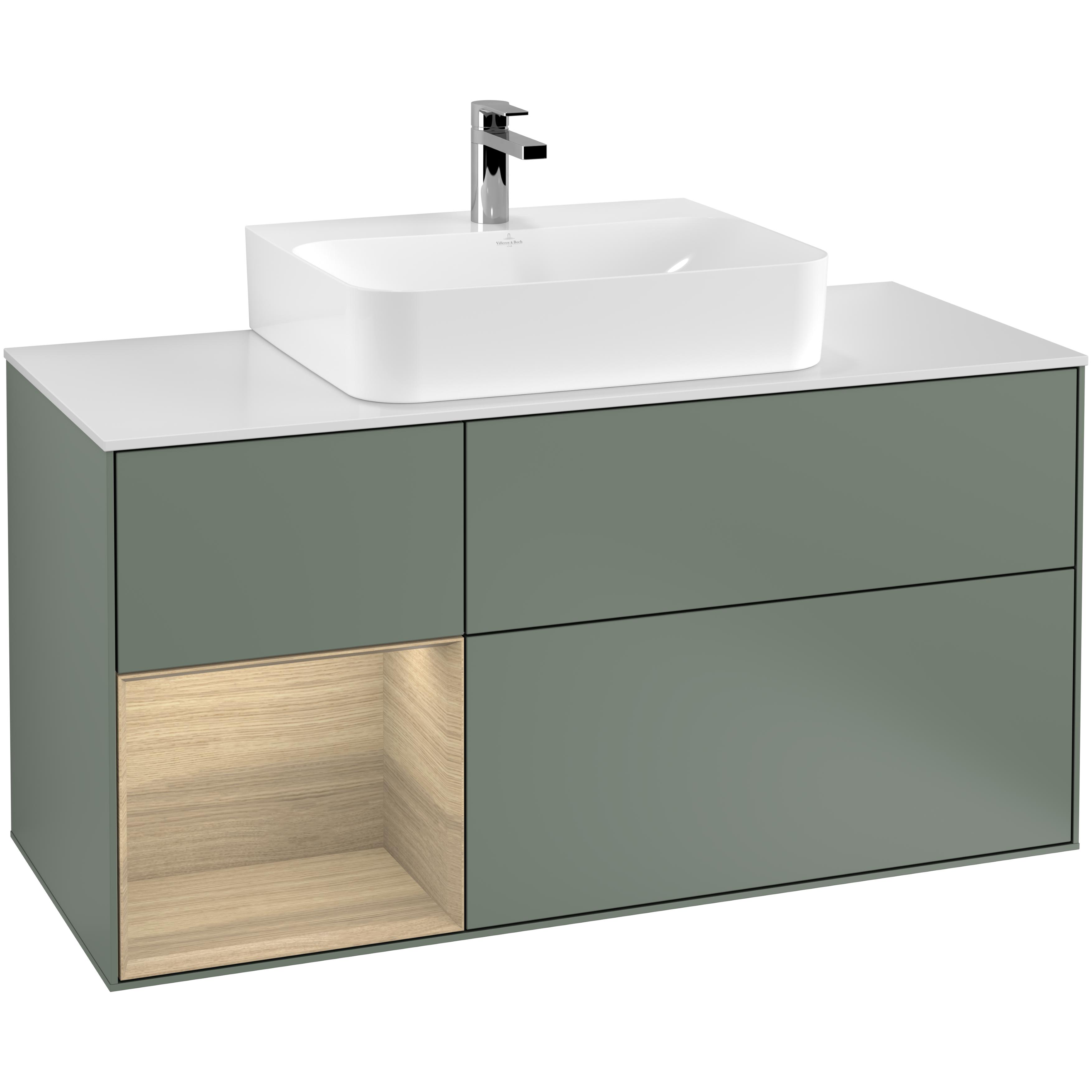 Tvättställsskåp Villeroy & Boch Finion med 3 Lådor Hylla och Bänkskiva för Centrerat Tvättställ | badrum - badrumsmobler - tvattstallsskap-och-kommod | KakelKungen