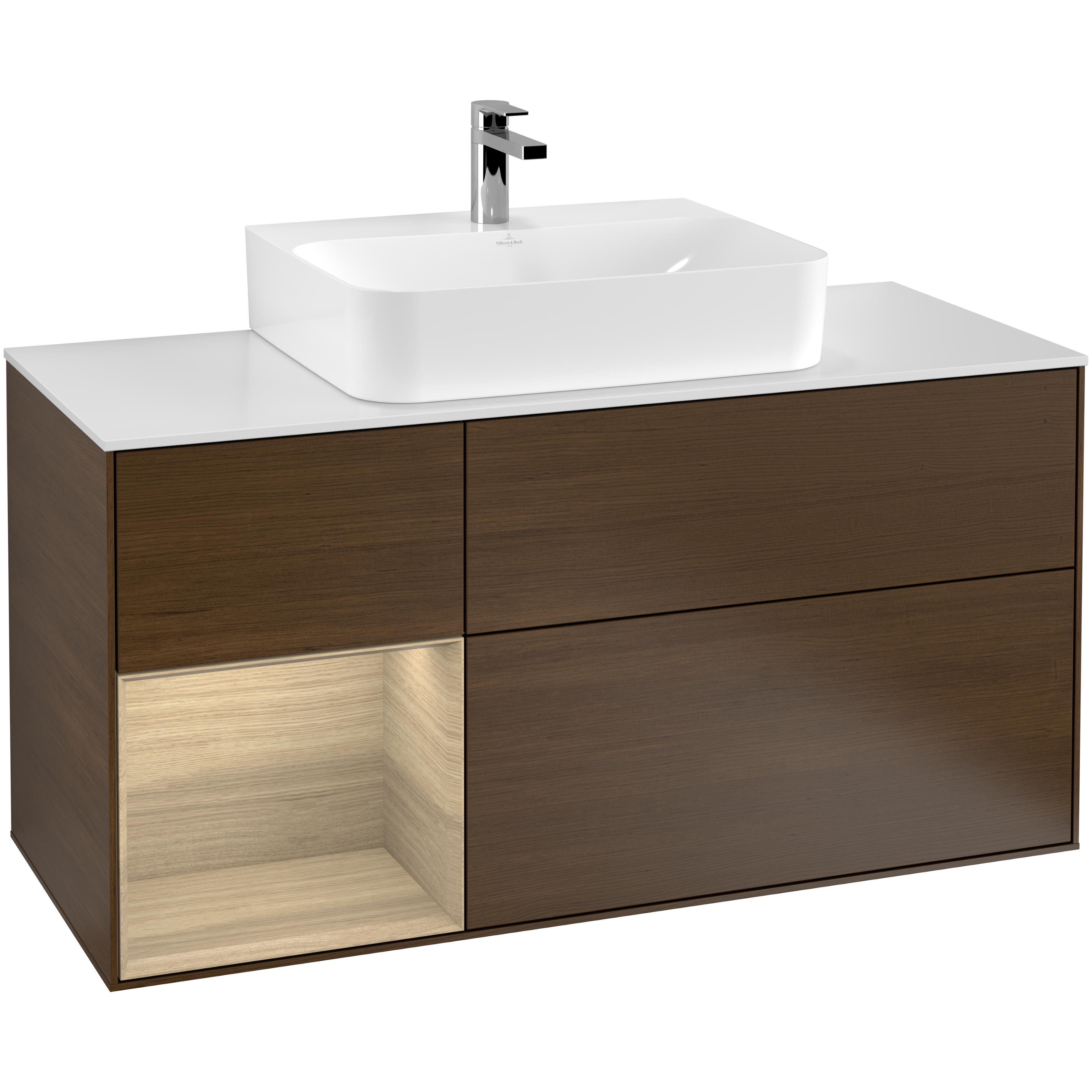 Tvättställsskåp Villeroy & Boch Finion med 3 Lådor Hylla och Bänkskiva för Centrerat Tvättställ | badrum - badrumsmobler - tvattstallsskap-och-kommod | KakelKungen