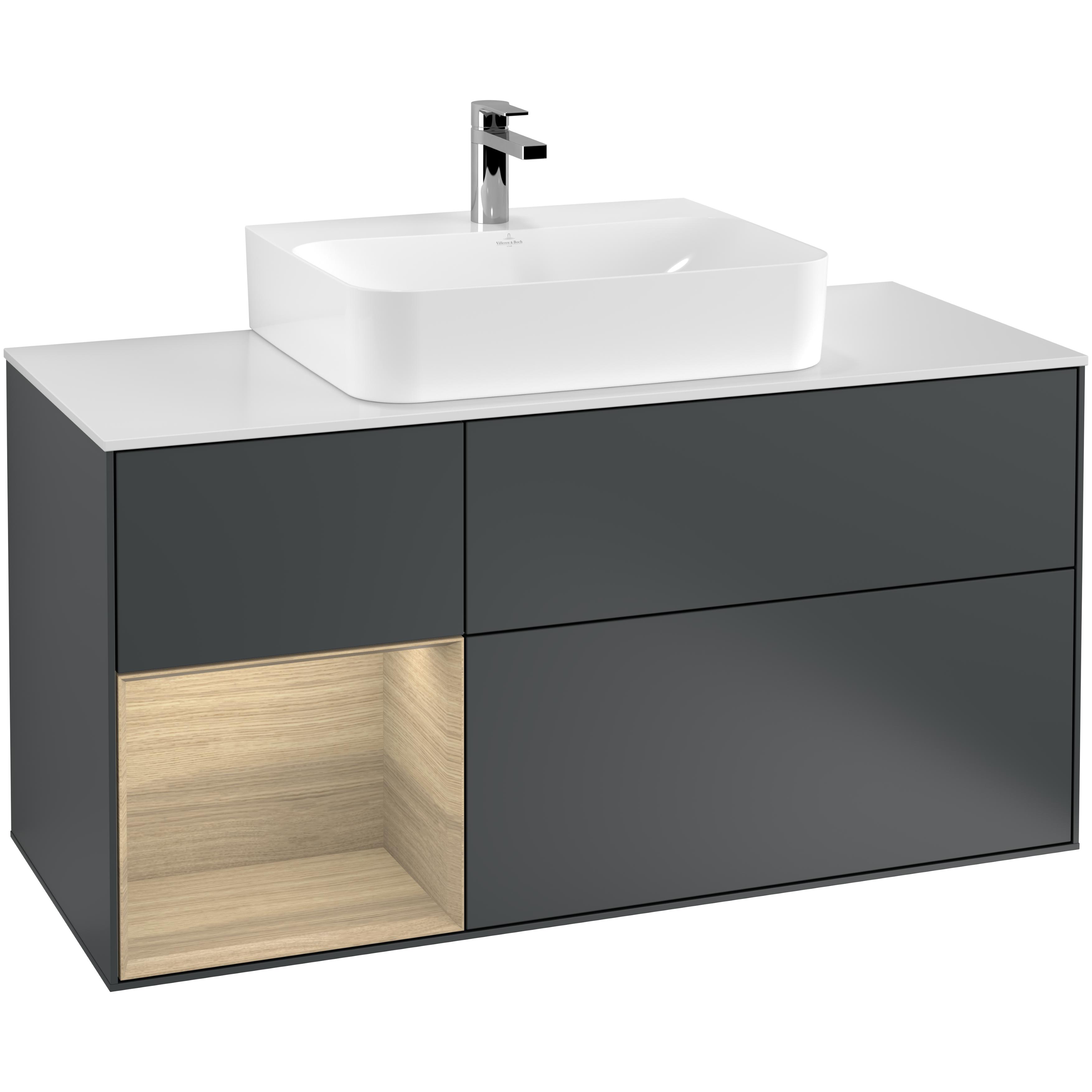 Tvättställsskåp Villeroy & Boch Finion med 3 Lådor Hylla och Bänkskiva för Centrerat Tvättställ | badrum - badrumsmobler - tvattstallsskap-och-kommod | KakelKungen