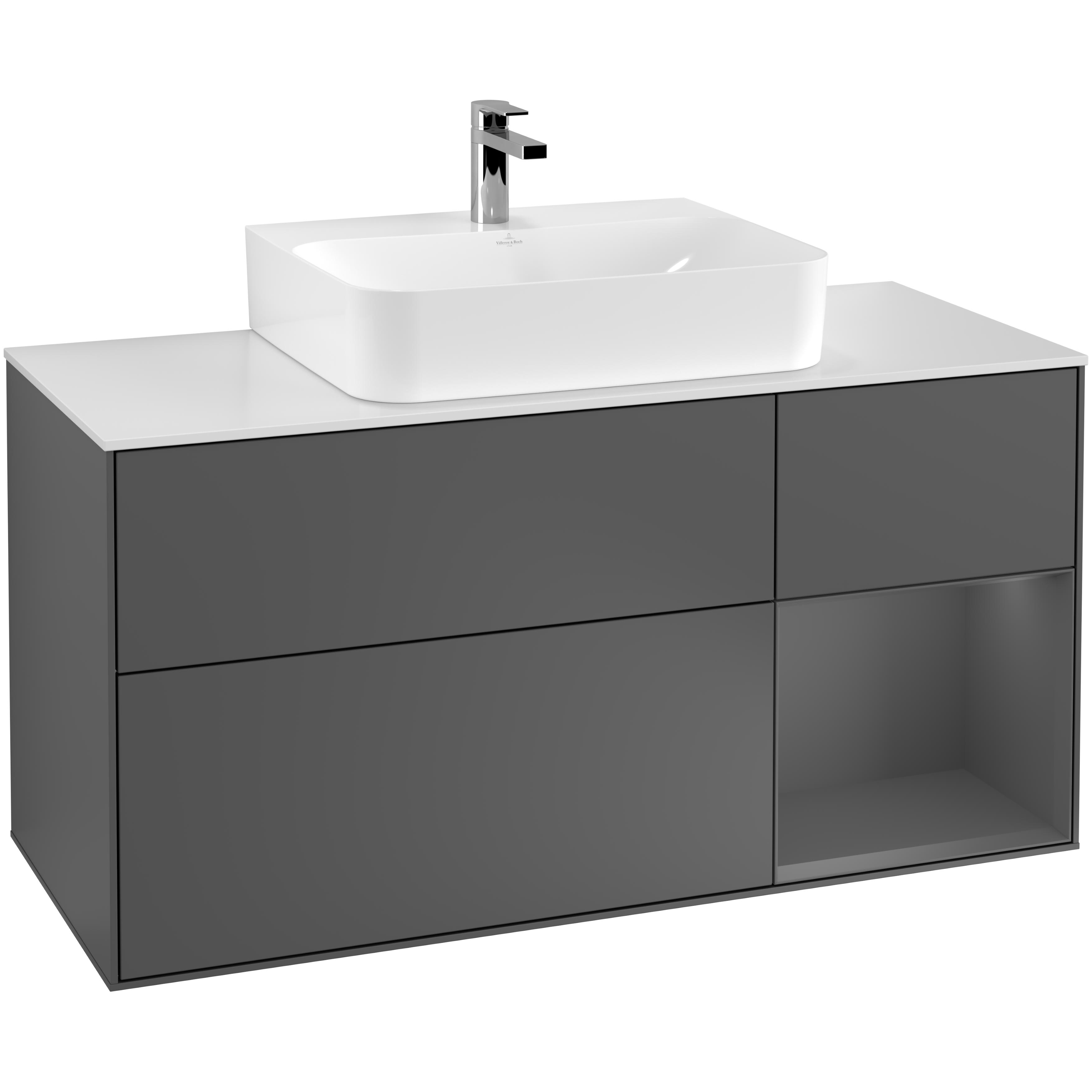 Tvättställsskåp Villeroy & Boch Finion med 3 Lådor Hylla och Bänkskiva för Centrerat Tvättställ | badrum - badrumsmobler - tvattstallsskap-och-kommod | KakelKungen