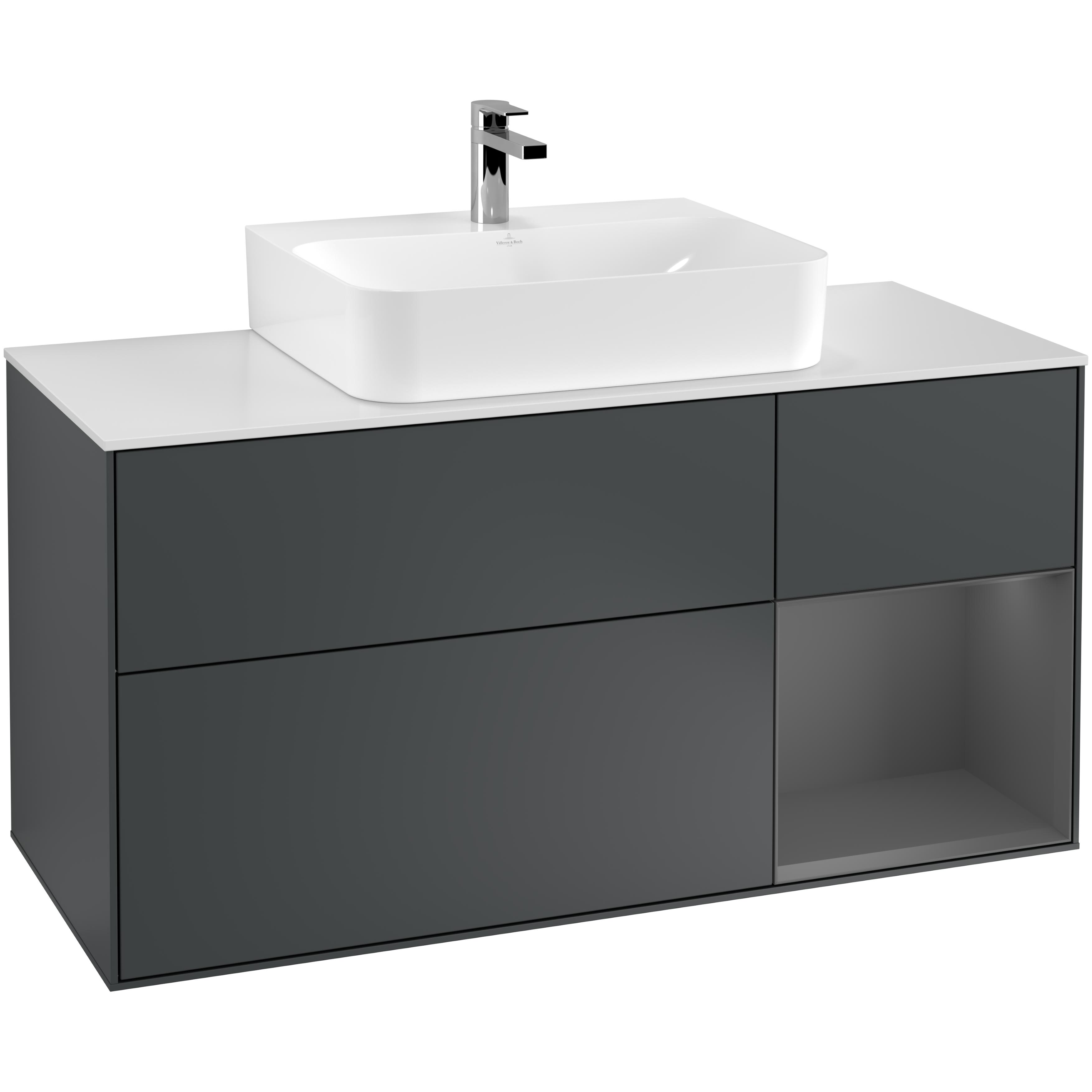 Tvättställsskåp Villeroy & Boch Finion med 3 Lådor Hylla och Bänkskiva för Centrerat Tvättställ | badrum - badrumsmobler - tvattstallsskap-och-kommod | KakelKungen