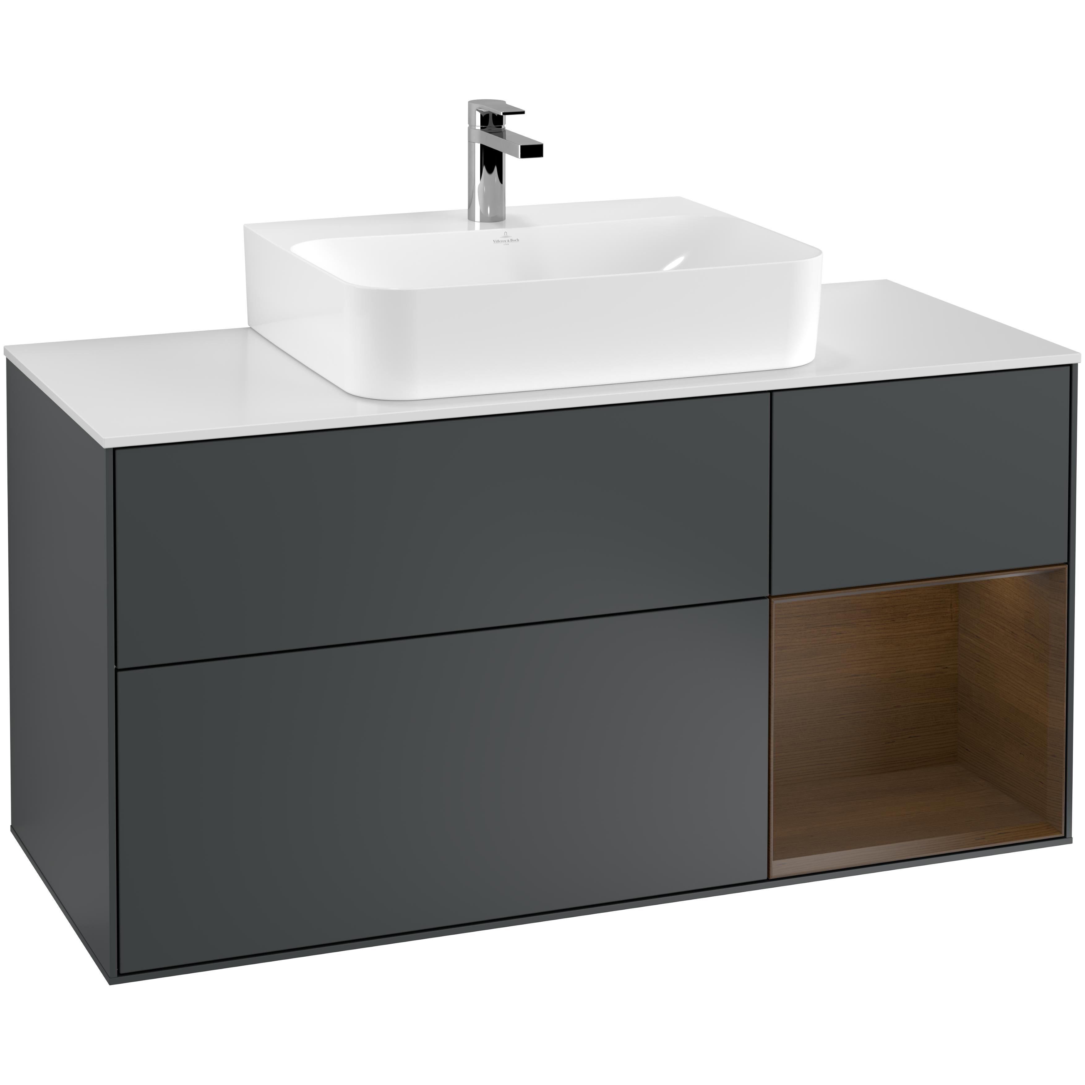 Tvättställsskåp Villeroy & Boch Finion med 3 Lådor Hylla och Bänkskiva för Centrerat Tvättställ | badrum - badrumsmobler - tvattstallsskap-och-kommod | KakelKungen