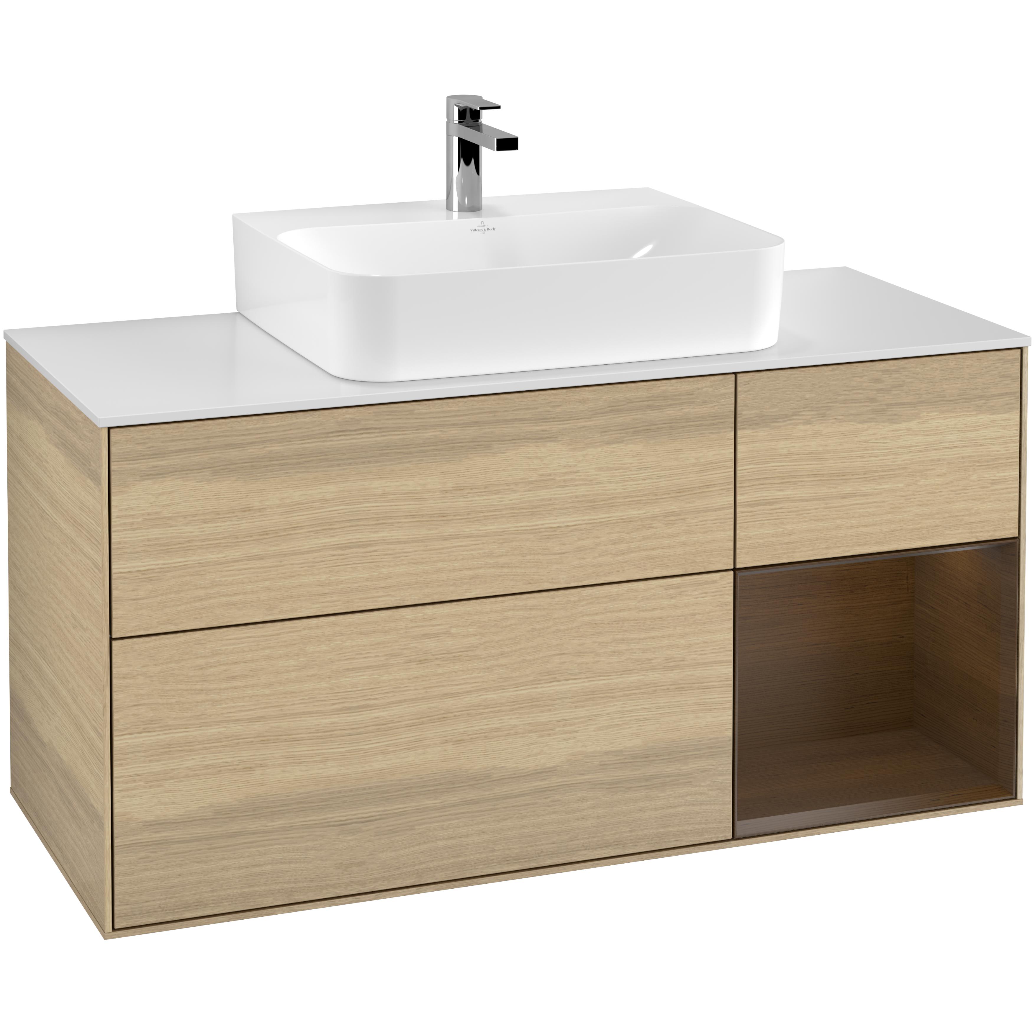 Tvättställsskåp Villeroy & Boch Finion med 3 Lådor Hylla och Bänkskiva för Centrerat Tvättställ | badrum - badrumsmobler - tvattstallsskap-och-kommod | KakelKungen