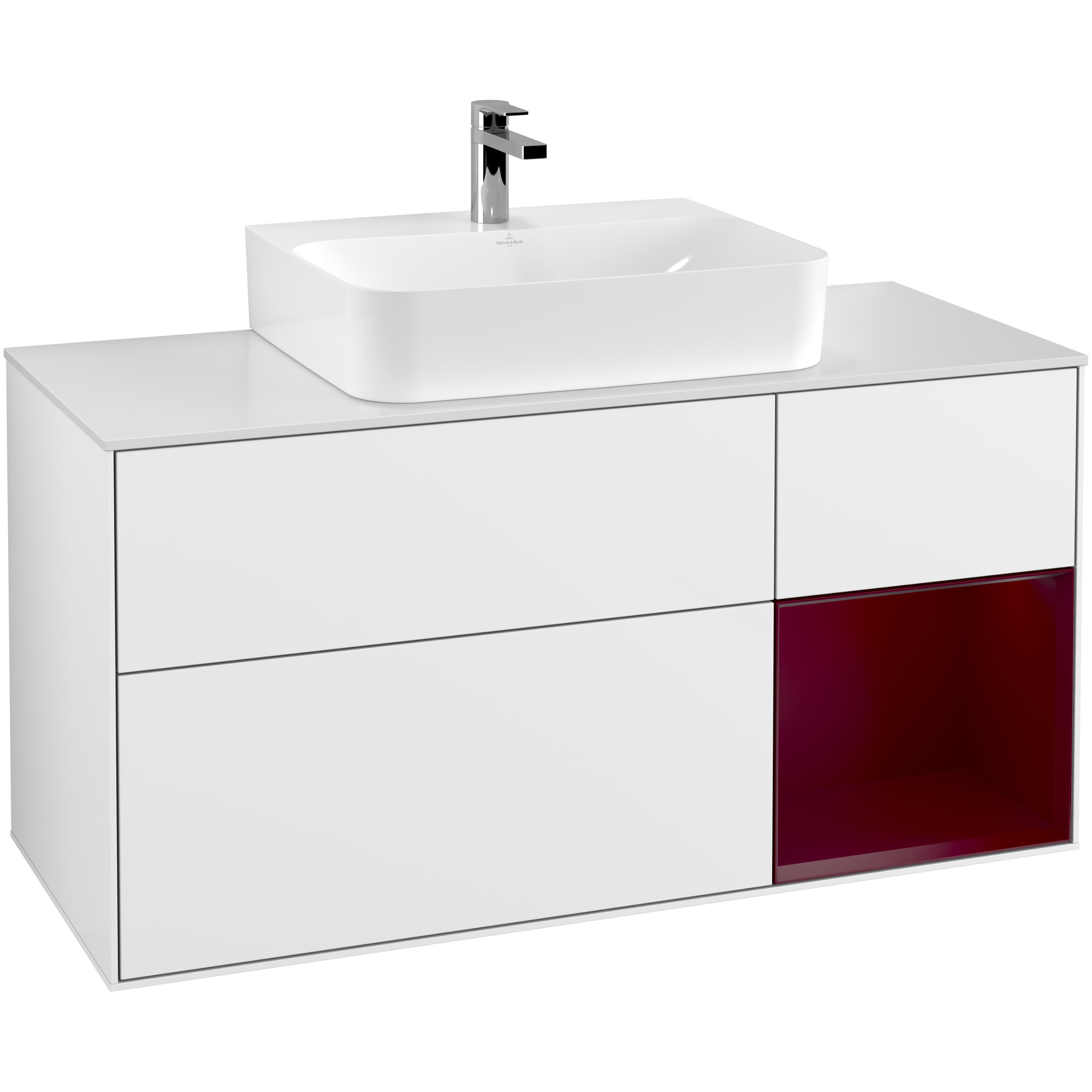 Tvättställsskåp Villeroy & Boch Finion med 3 Lådor Hylla och Bänkskiva för Centrerat Tvättställ | badrum - badrumsmobler - tvattstallsskap-och-kommod | KakelKungen