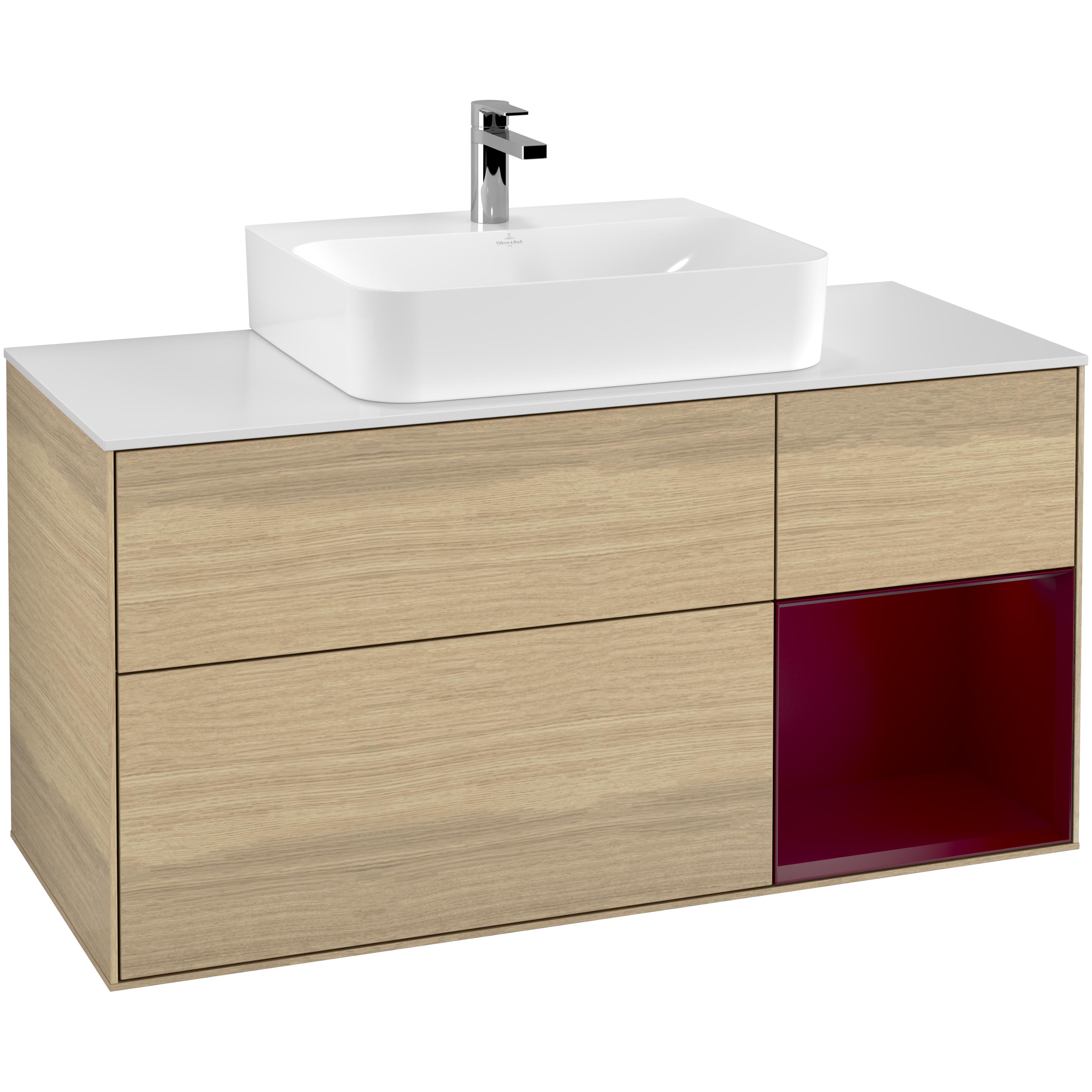 Tvättställsskåp Villeroy & Boch Finion med 3 Lådor Hylla och Bänkskiva för Centrerat Tvättställ | badrum - badrumsmobler - tvattstallsskap-och-kommod | KakelKungen