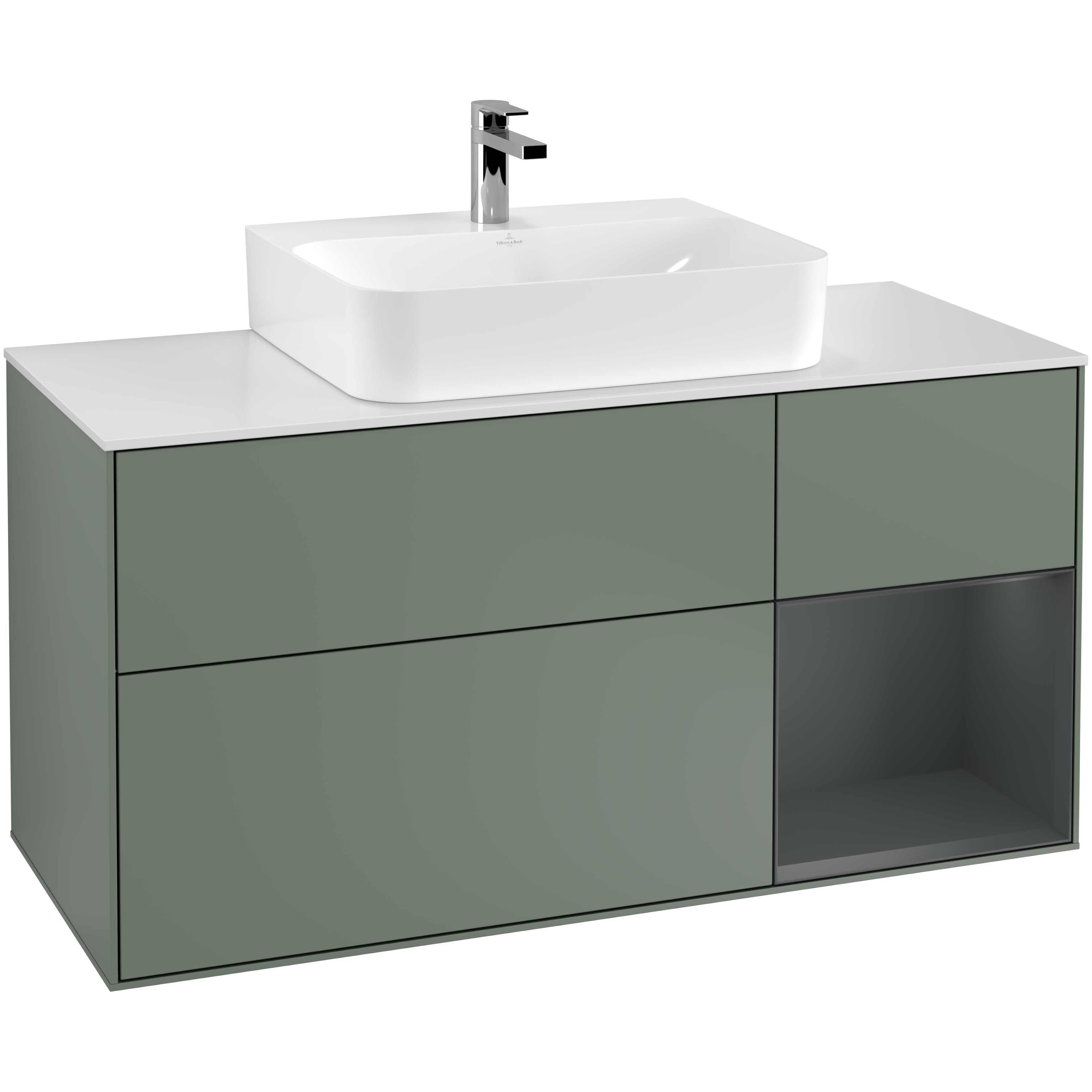 Tvättställsskåp Villeroy & Boch Finion med 3 Lådor Hylla och Bänkskiva för Centrerat Tvättställ | badrum - badrumsmobler - tvattstallsskap-och-kommod | KakelKungen