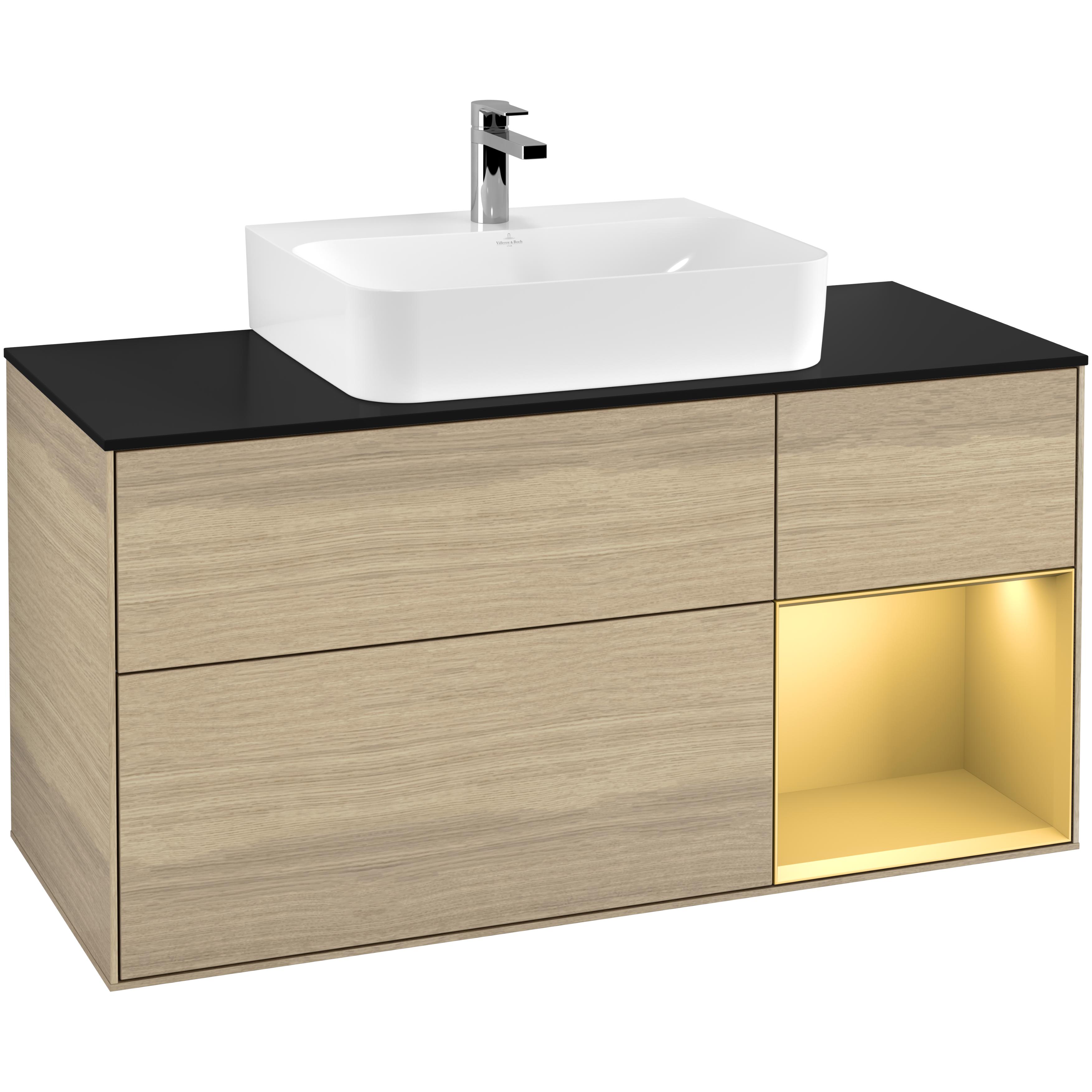 Tvättställsskåp Villeroy & Boch Finion med 3 Lådor Hylla och Bänkskiva för Centrerat Tvättställ | badrum - badrumsmobler - tvattstallsskap-och-kommod | KakelKungen