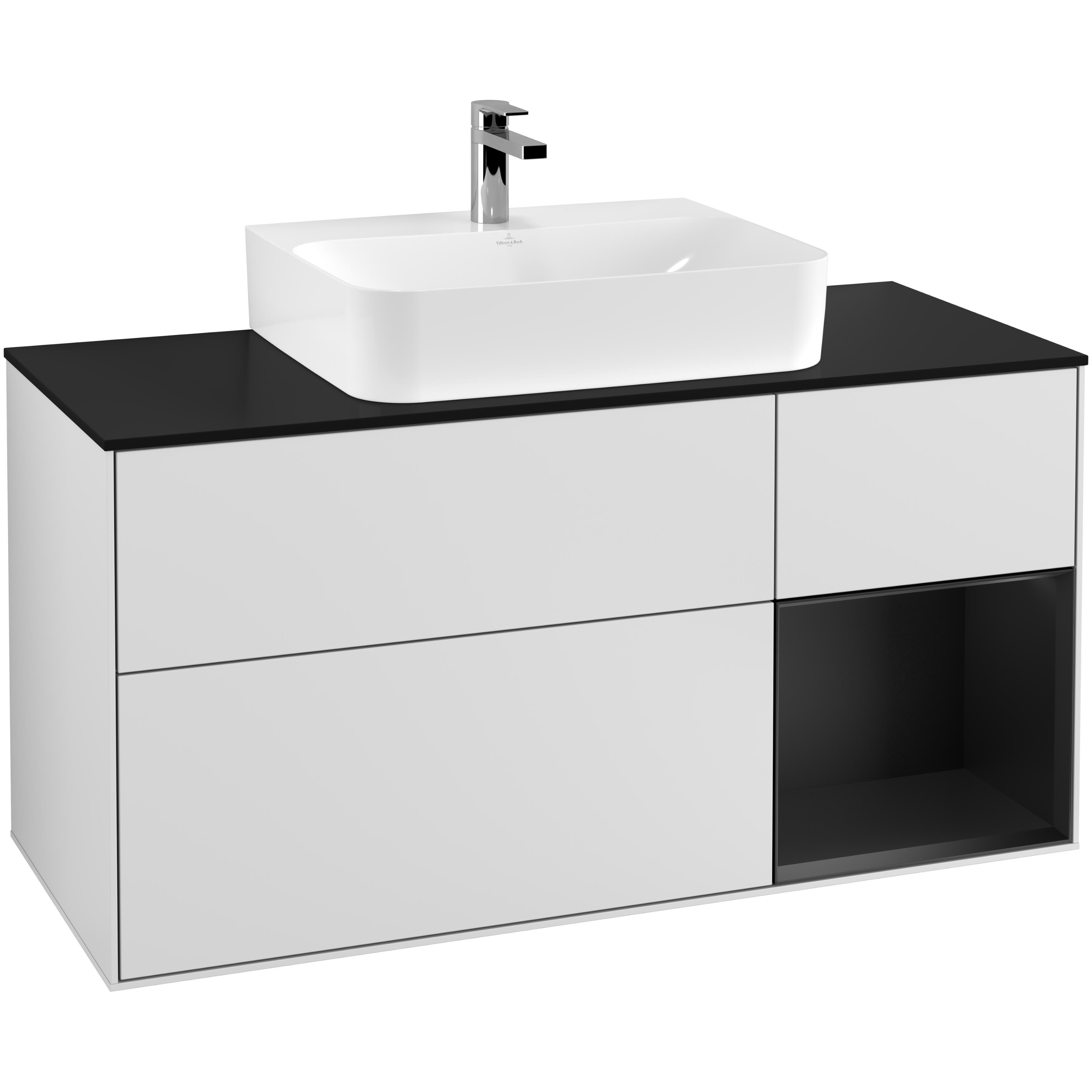 Tvättställsskåp Villeroy & Boch Finion med 3 Lådor Hylla och Bänkskiva för Centrerat Tvättställ | badrum - badrumsmobler - tvattstallsskap-och-kommod | KakelKungen