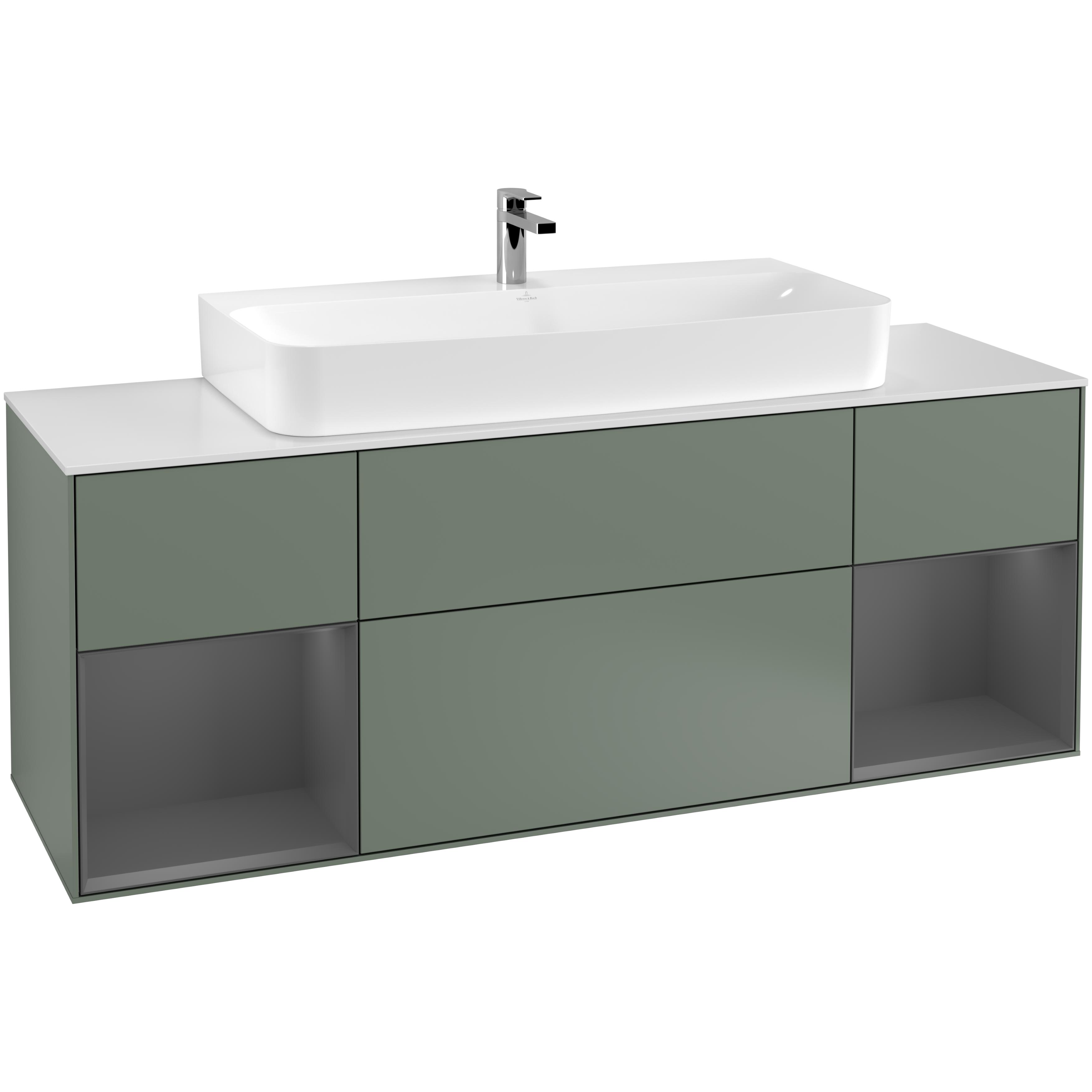 Tvättställsskåp Villeroy & Boch Finion med Två Hyllor och Bänkskiva för Centrerat Tvättställ | badrum - badrumsmobler - tvattstallsskap-och-kommod | KakelKungen