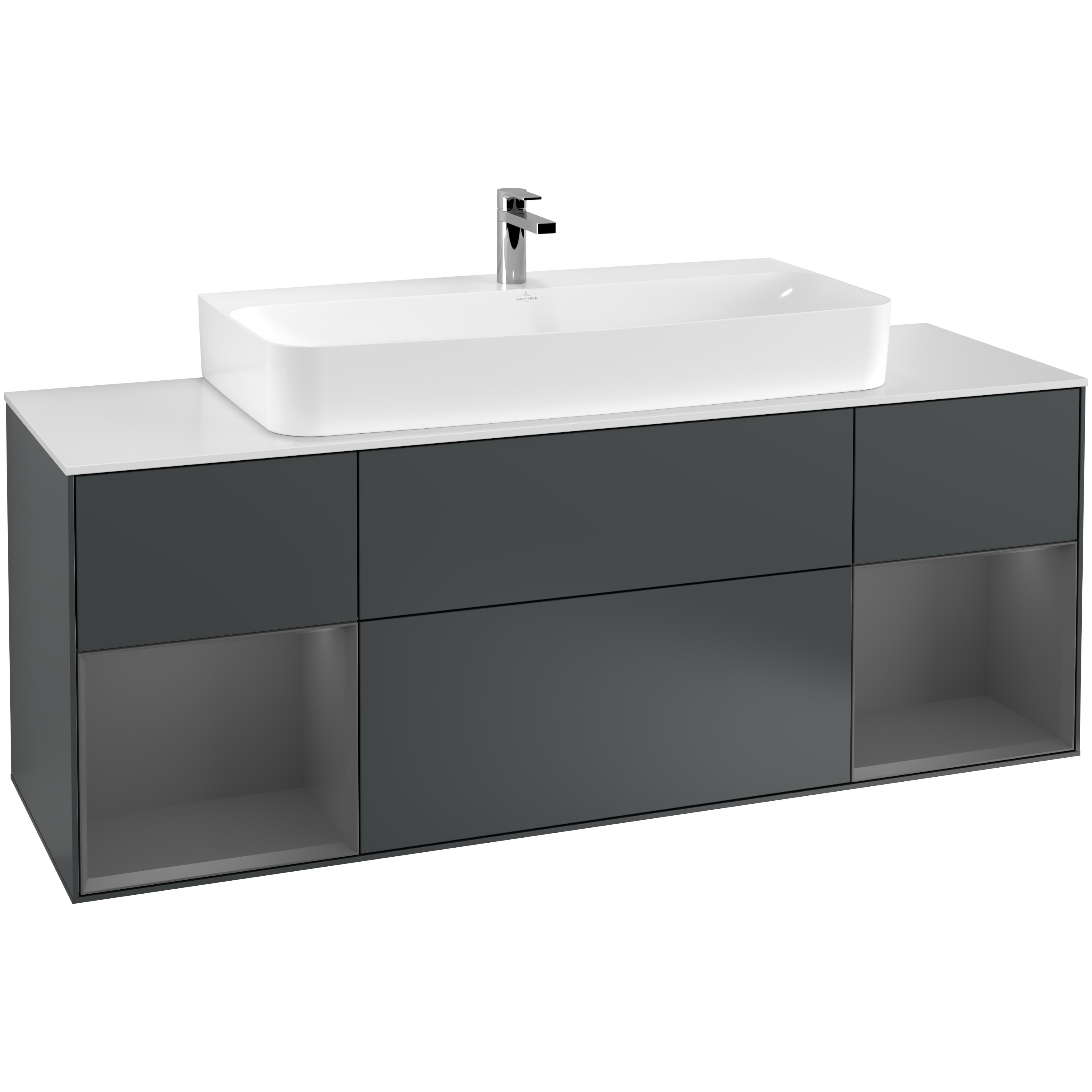 Tvättställsskåp Villeroy & Boch Finion med Två Hyllor och Bänkskiva för Centrerat Tvättställ | badrum - badrumsmobler - tvattstallsskap-och-kommod | KakelKungen