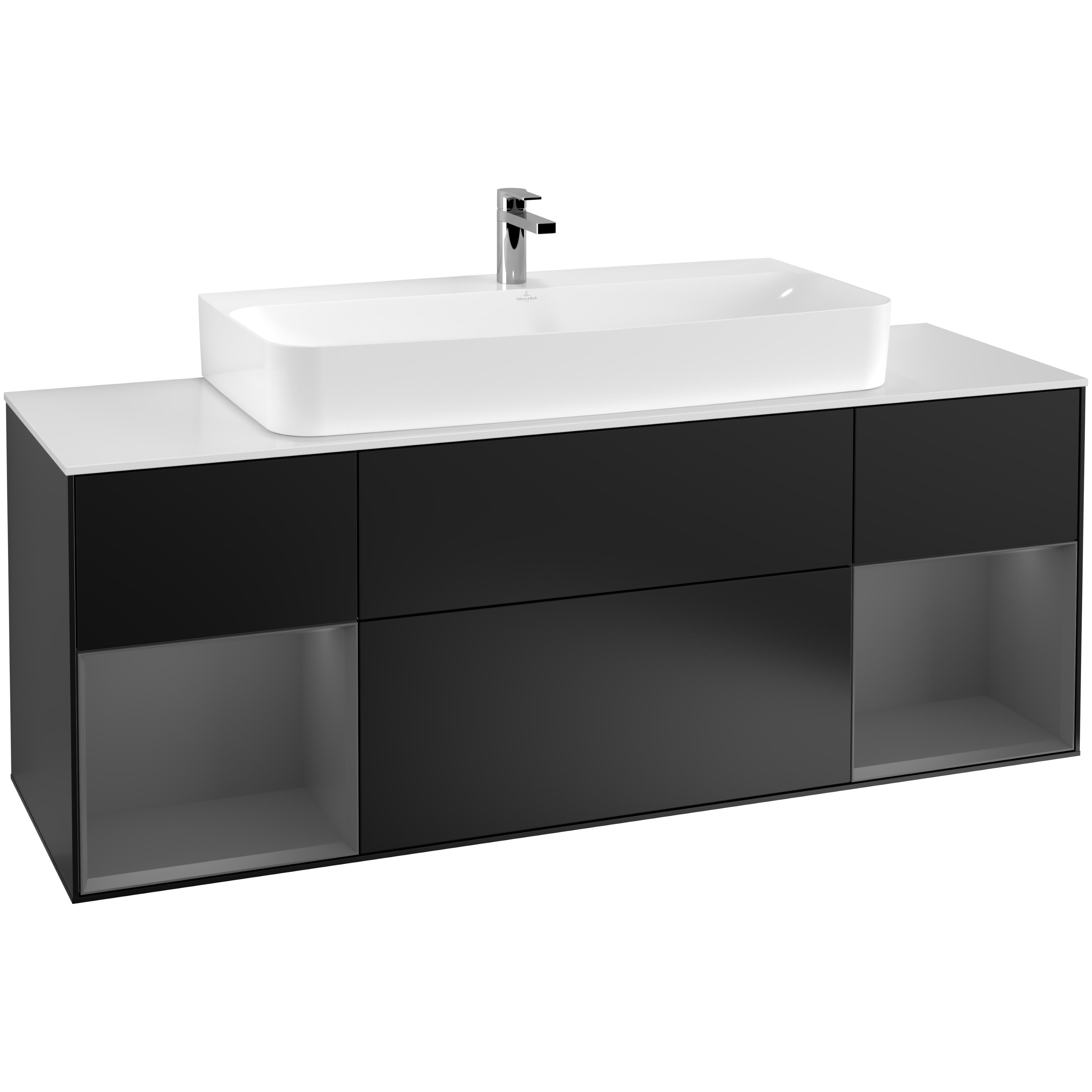 Tvättställsskåp Villeroy & Boch Finion med Två Hyllor och Bänkskiva för Centrerat Tvättställ | badrum - badrumsmobler - tvattstallsskap-och-kommod | KakelKungen