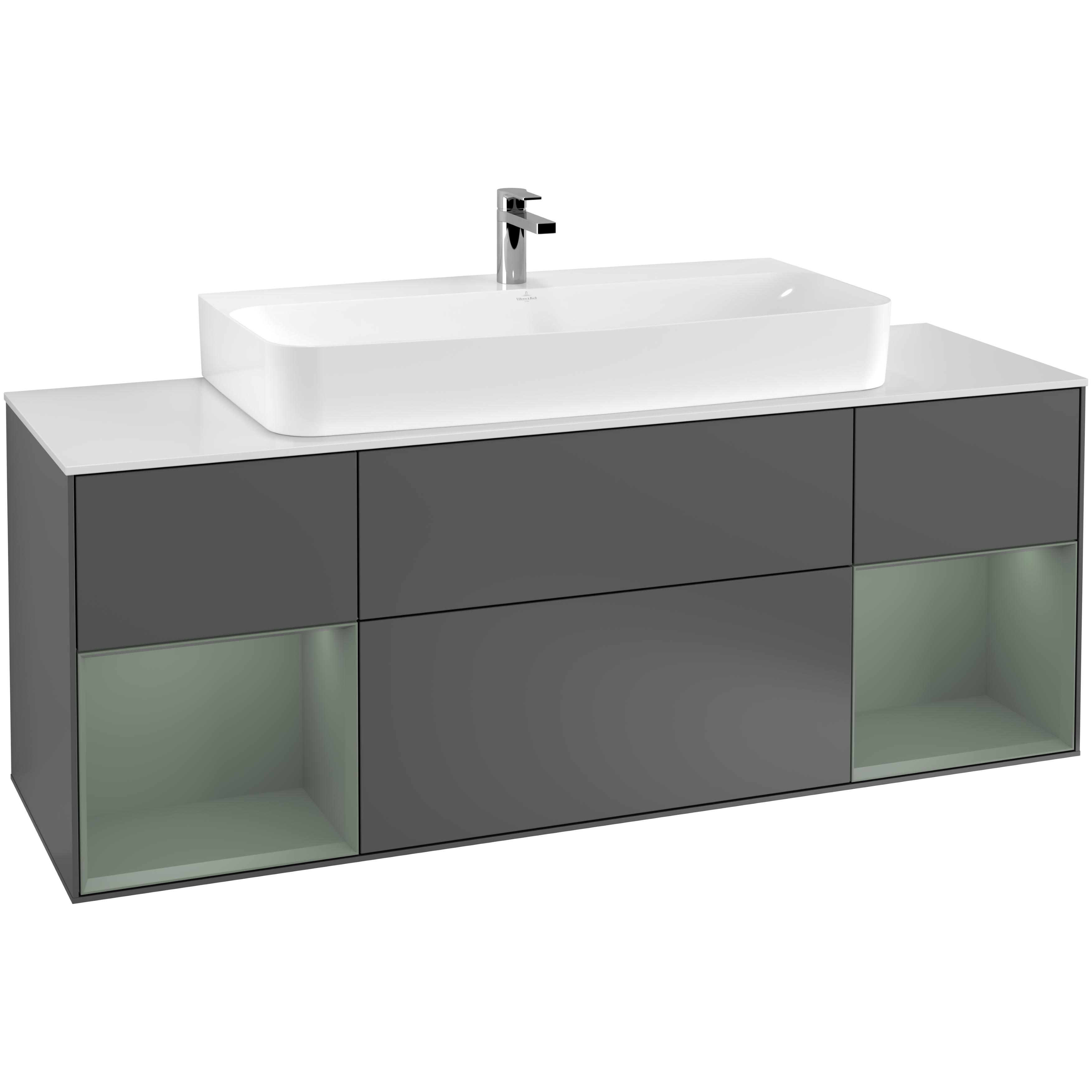 Tvättställsskåp Villeroy & Boch Finion med Två Hyllor och Bänkskiva för Centrerat Tvättställ | badrum - badrumsmobler - tvattstallsskap-och-kommod | KakelKungen