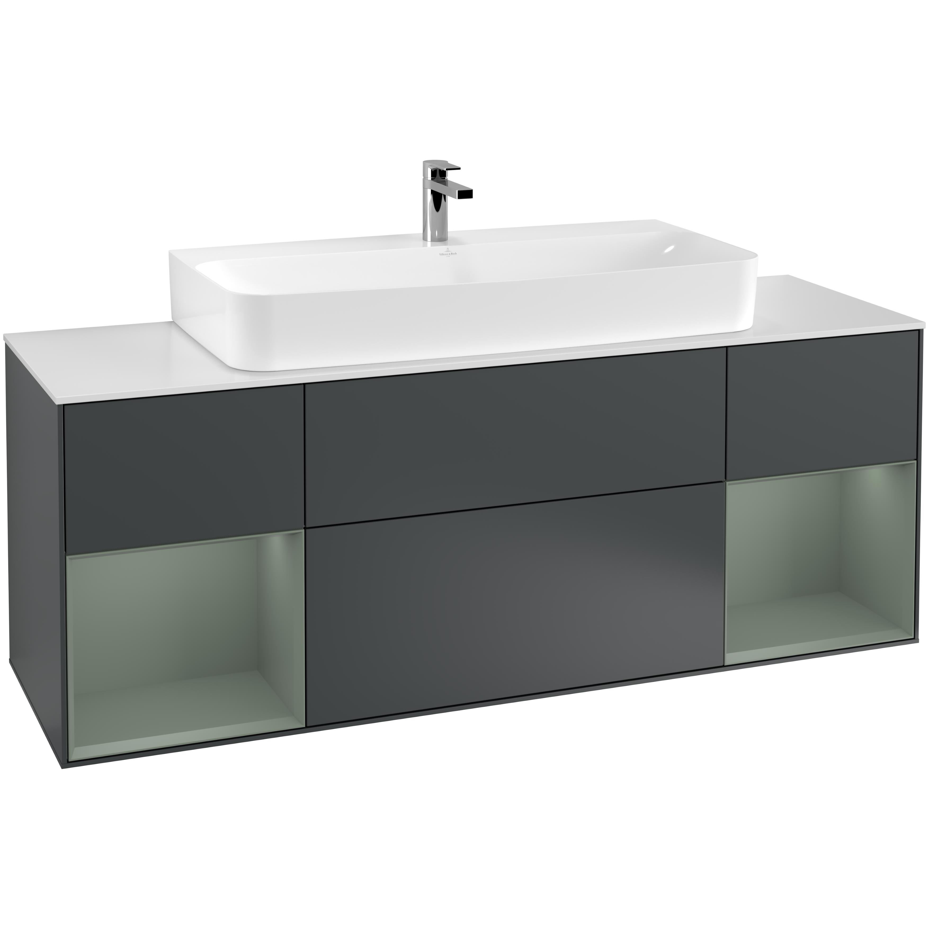 Tvättställsskåp Villeroy & Boch Finion med Två Hyllor och Bänkskiva för Centrerat Tvättställ | badrum - badrumsmobler - tvattstallsskap-och-kommod | KakelKungen